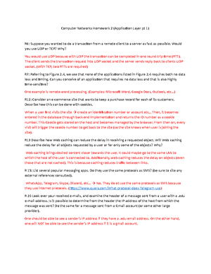 Computer Networks HW 3 copy - Computer Networks HW 3 (Application Layer ...