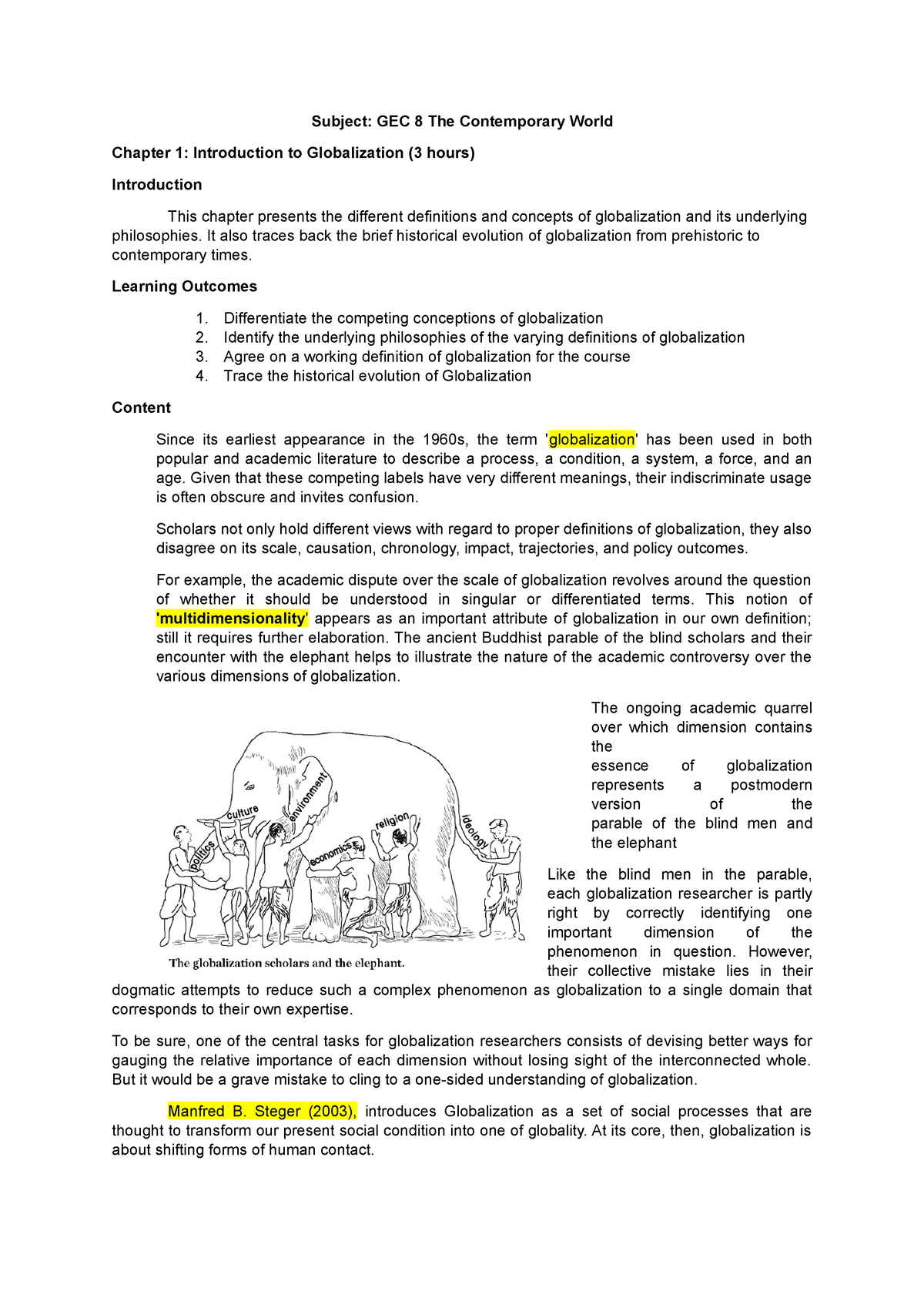 Chapter 1 - Hey - Subject: GEC 8 The Contemporary World Chapter 1 ...