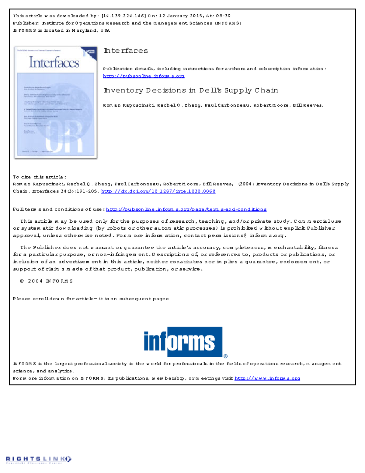 01 Industry Application - Inventory Decisions in Dell s Supply Chain ...