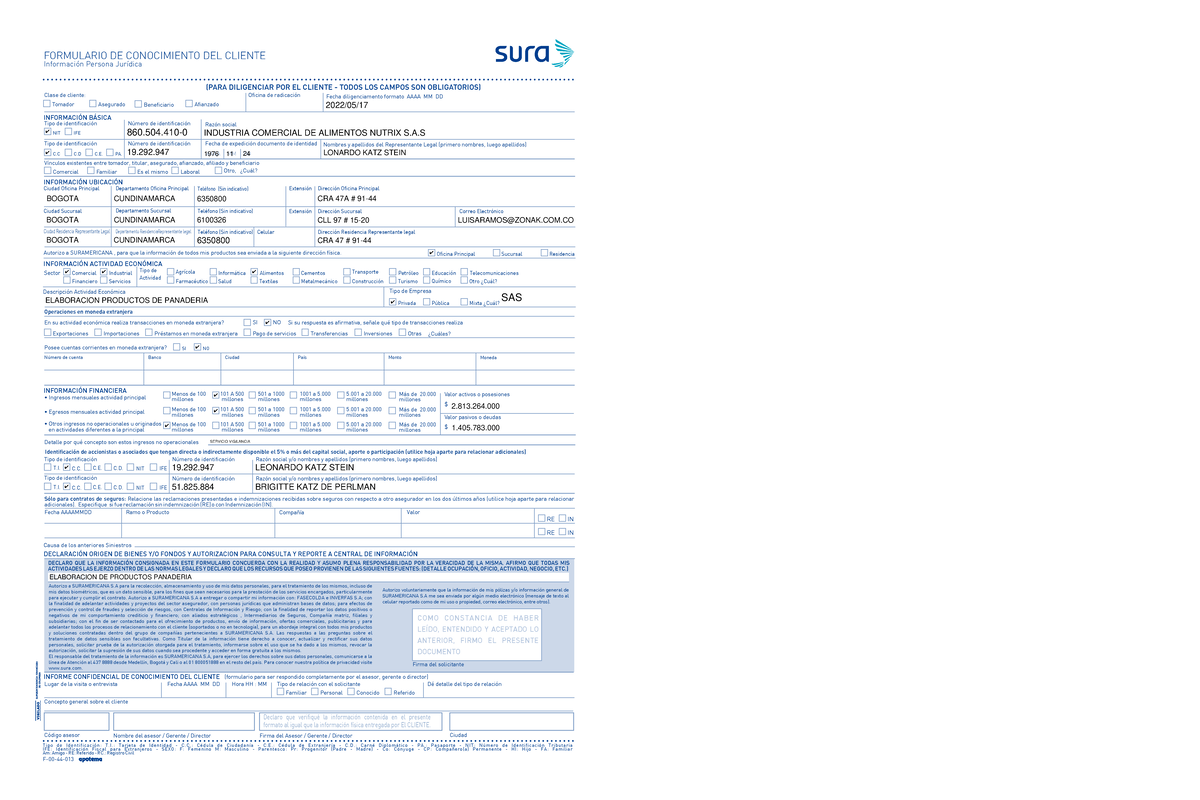 Sarlaft Juridica - Editable - INFORMACI”N B¡SICA Comercial VÌnculos ...