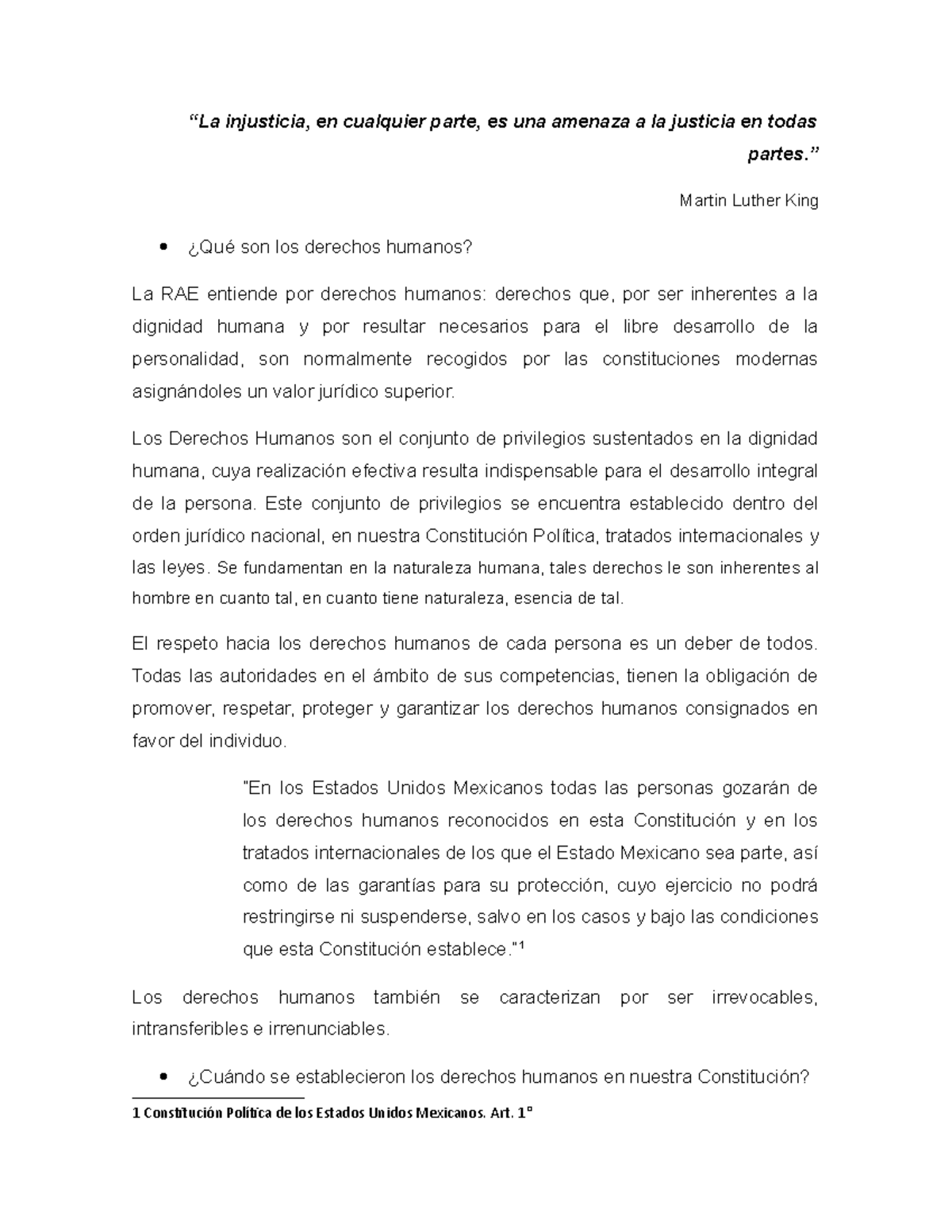 Qué Son Los Derechos Humanos - “La Injusticia, En Cualquier Parte, Es ...