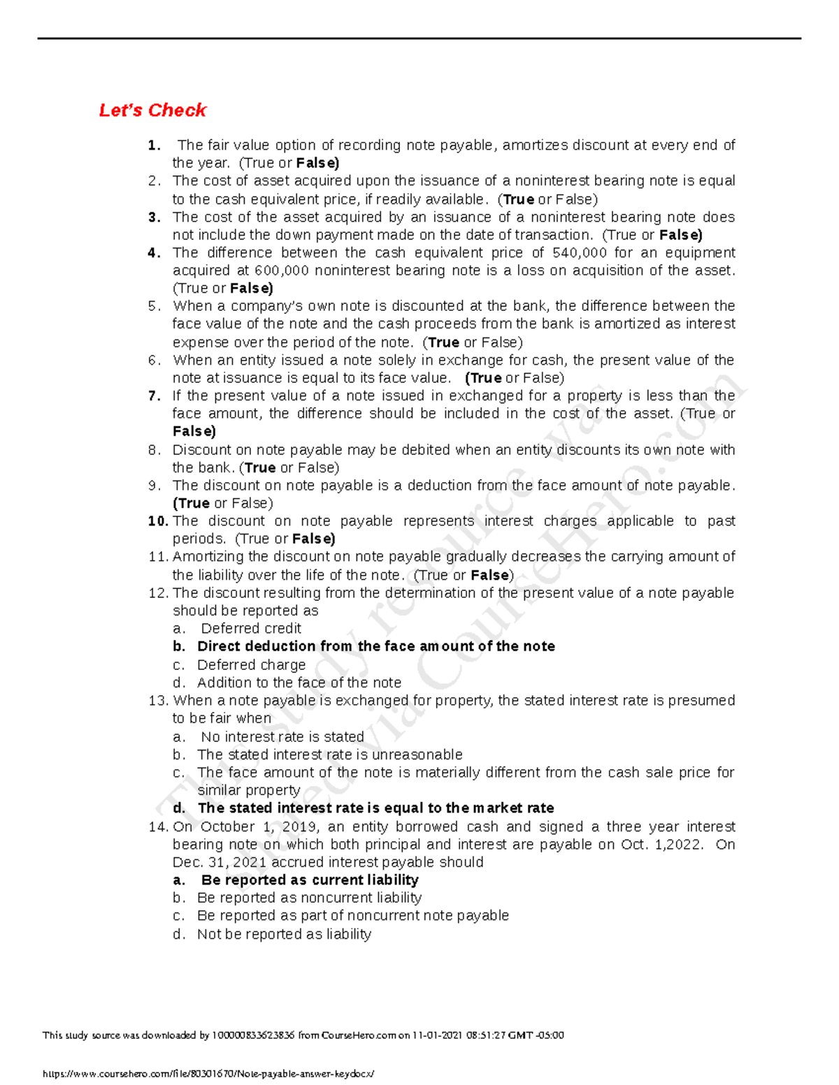 Note payable answer key Let’s Check The fair value option of