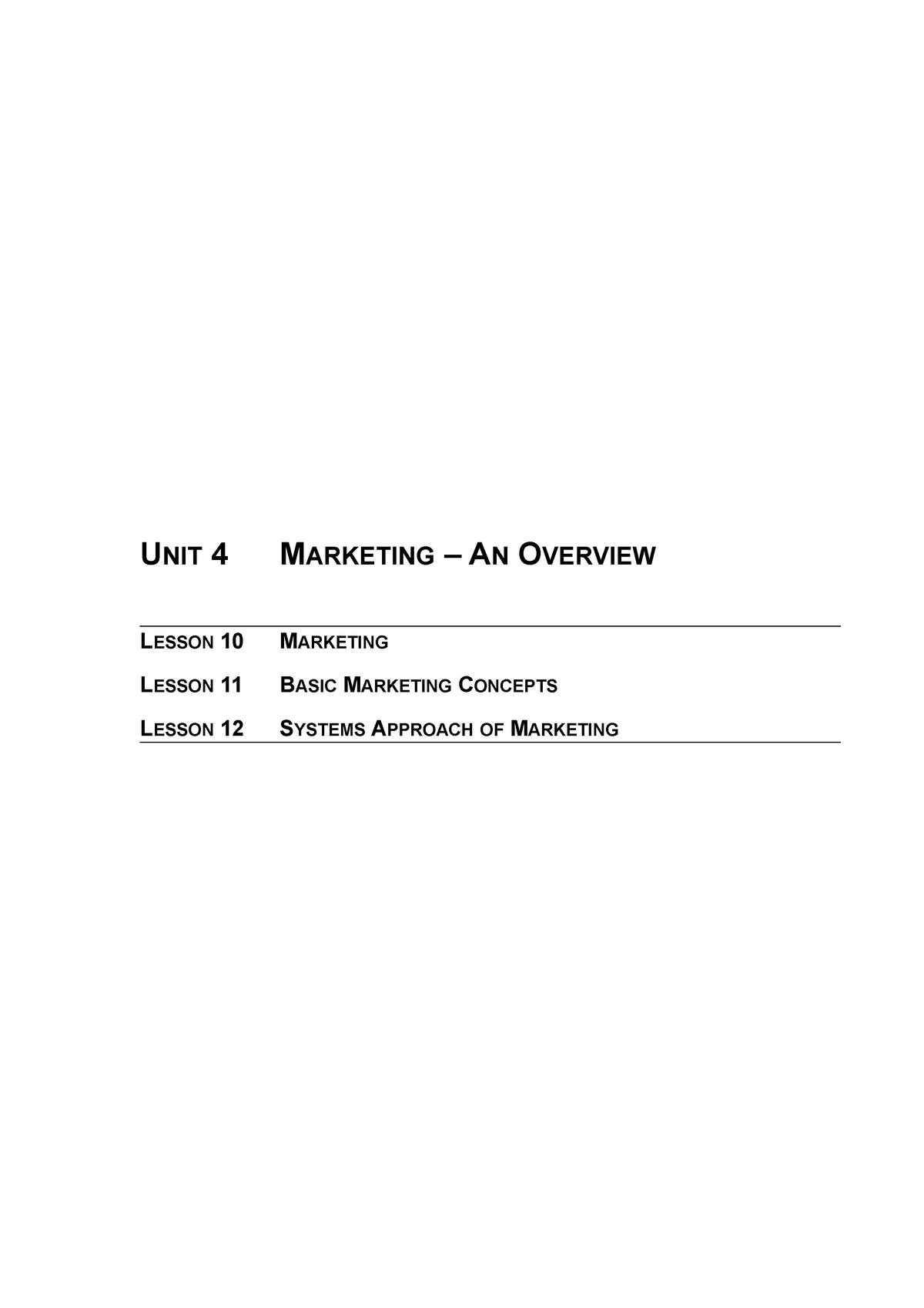 BBM102 UNIT4 - UNIT 4 MARKETING – AN OVERVIEW LESSON 10 MARKETING ...