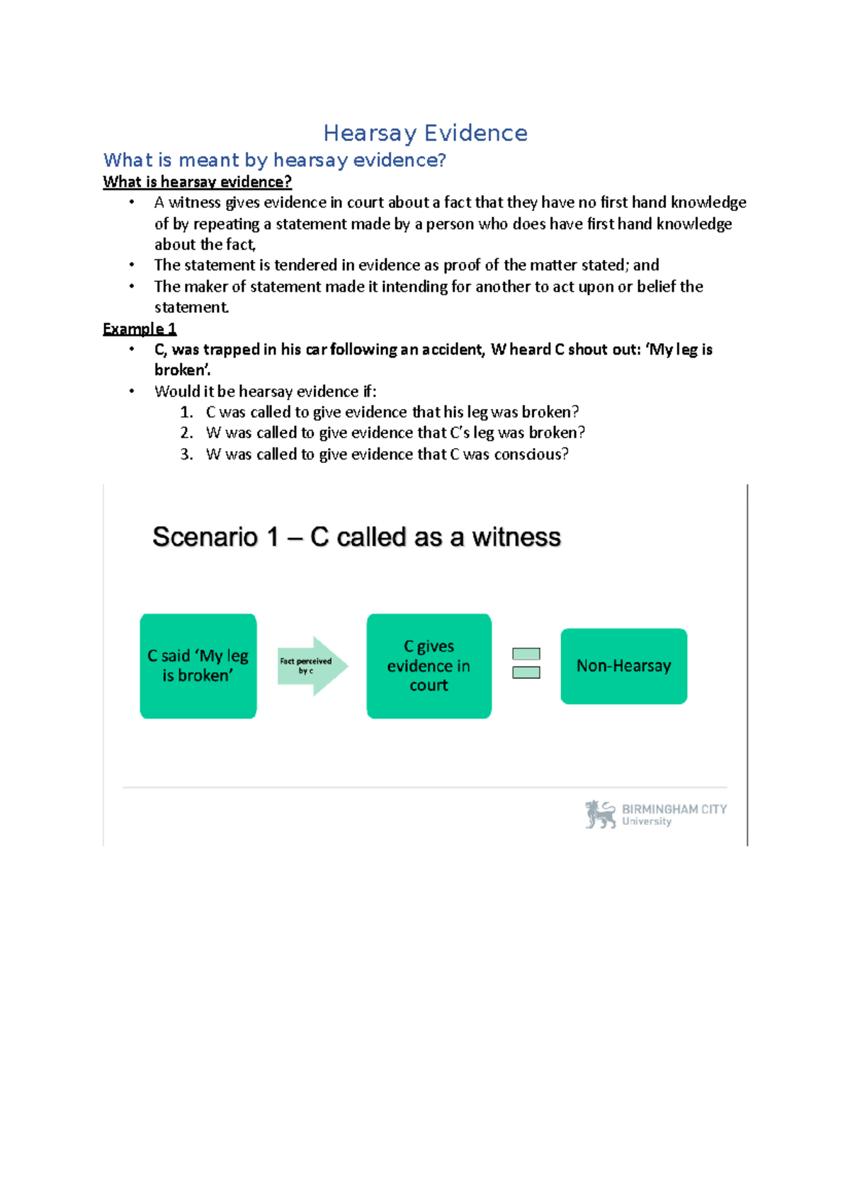 Hearsay Notes Hearsay Evidence What is meant by hearsay evidence