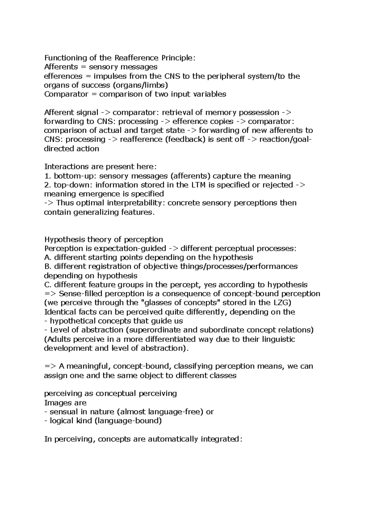 Functioning of the Reafference Principle - Functioning of the ...