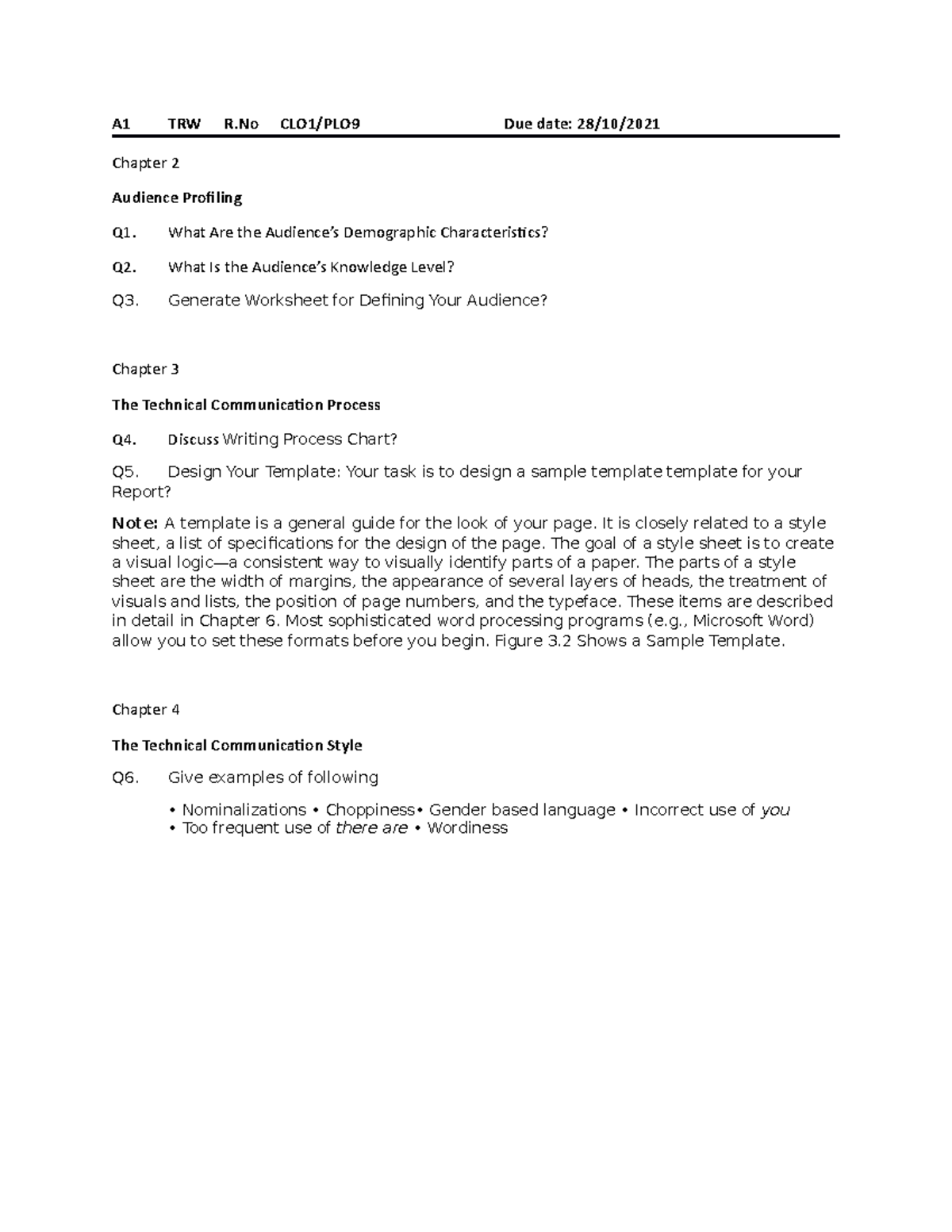Assignment 1 Technical Report Writing - Grade: A+ - A1 TRW R CLO1/PLO9 ...