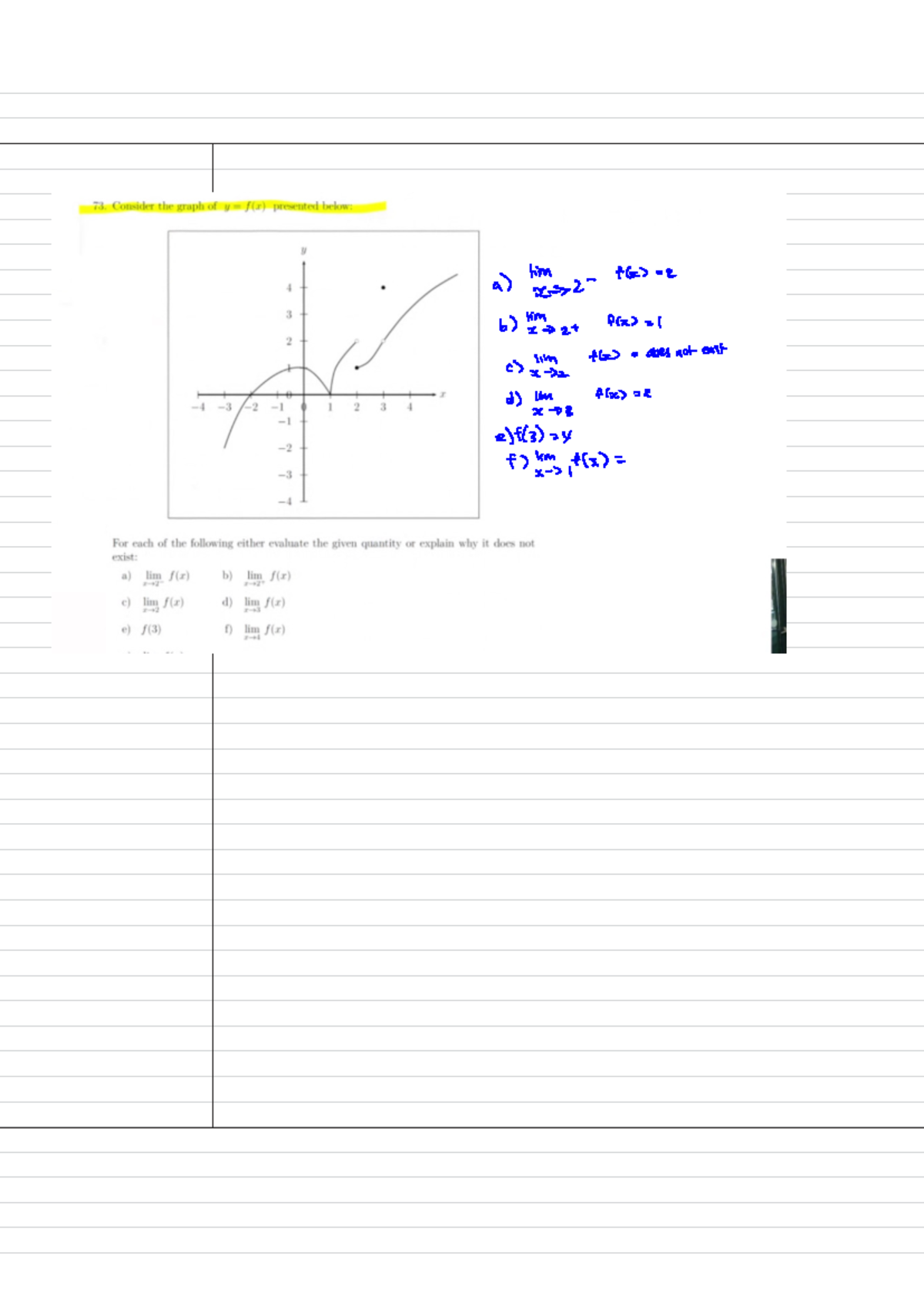 Maths 1031 tutorial note - MATH1031 - a) /im>2 - + () = 2 b) = 2 + f(x ...