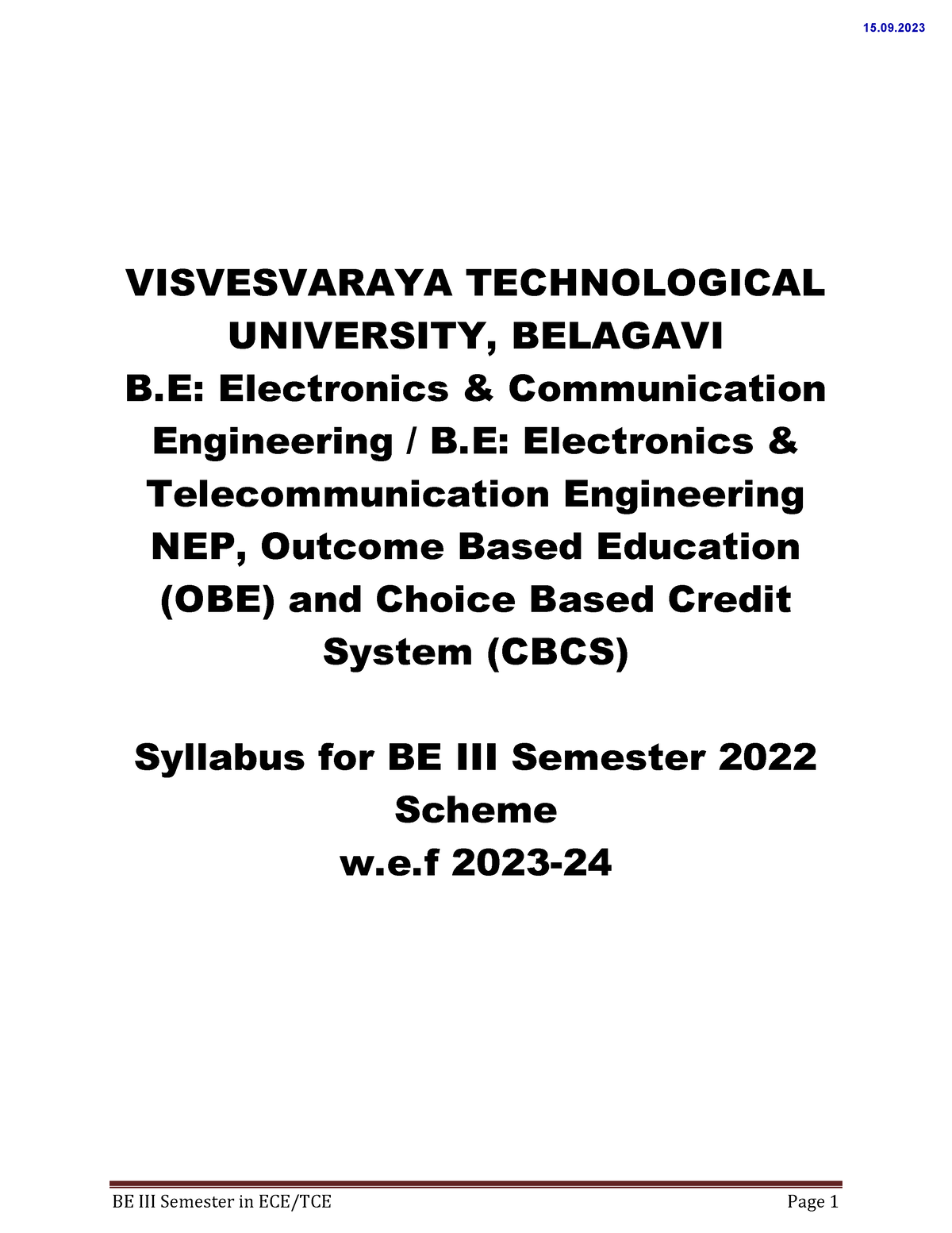 Syllabus - VISVESVARAYA TECHNOLOGICAL UNIVERSITY, BELAGAVI B ...