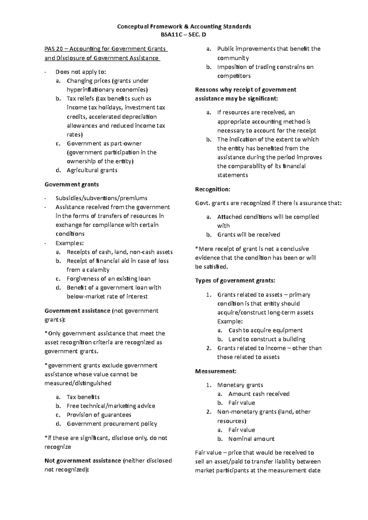 PAS 20 - Accounting for Government Grants and Disclosure of Government ...
