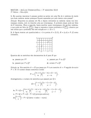 Lista 1 - Análise Combinatoria - ´ Lise Combinato ´ Ria – 2o Semestre ...