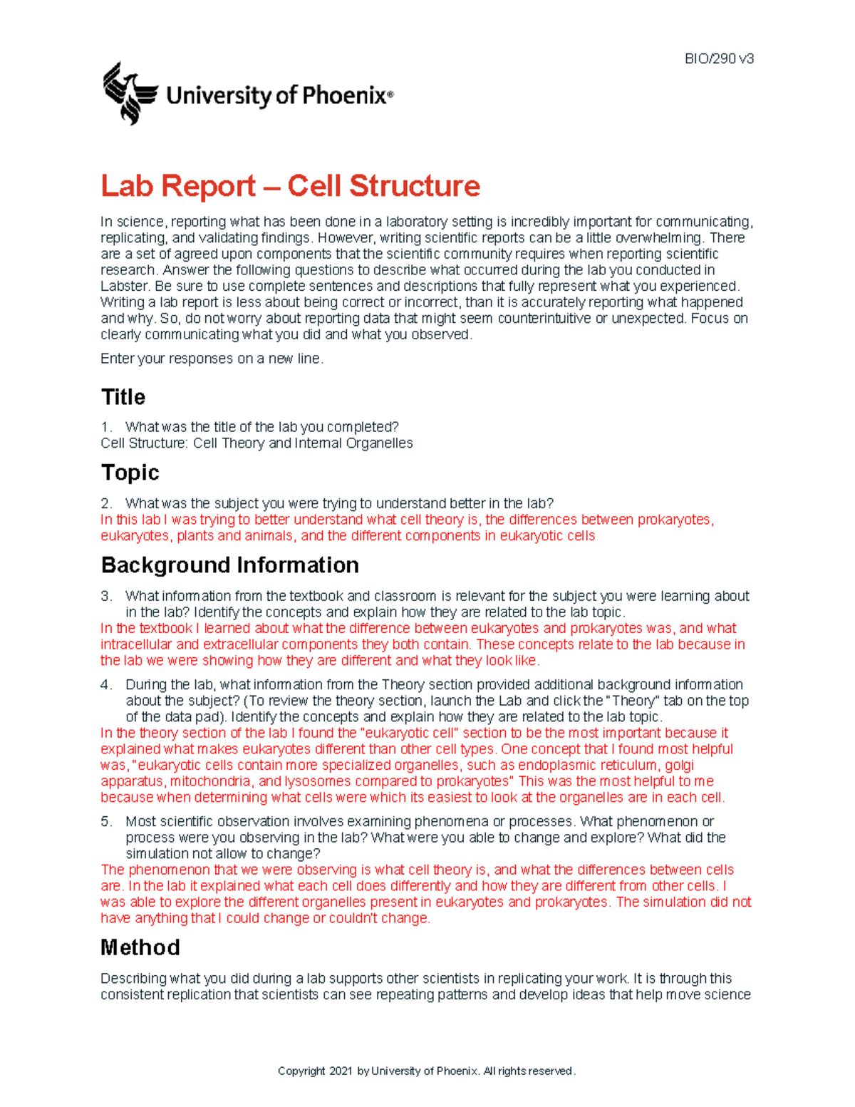 Lab 2 - Lab Report Cell Structure - BIO/290 V Lab Report – Cell ...