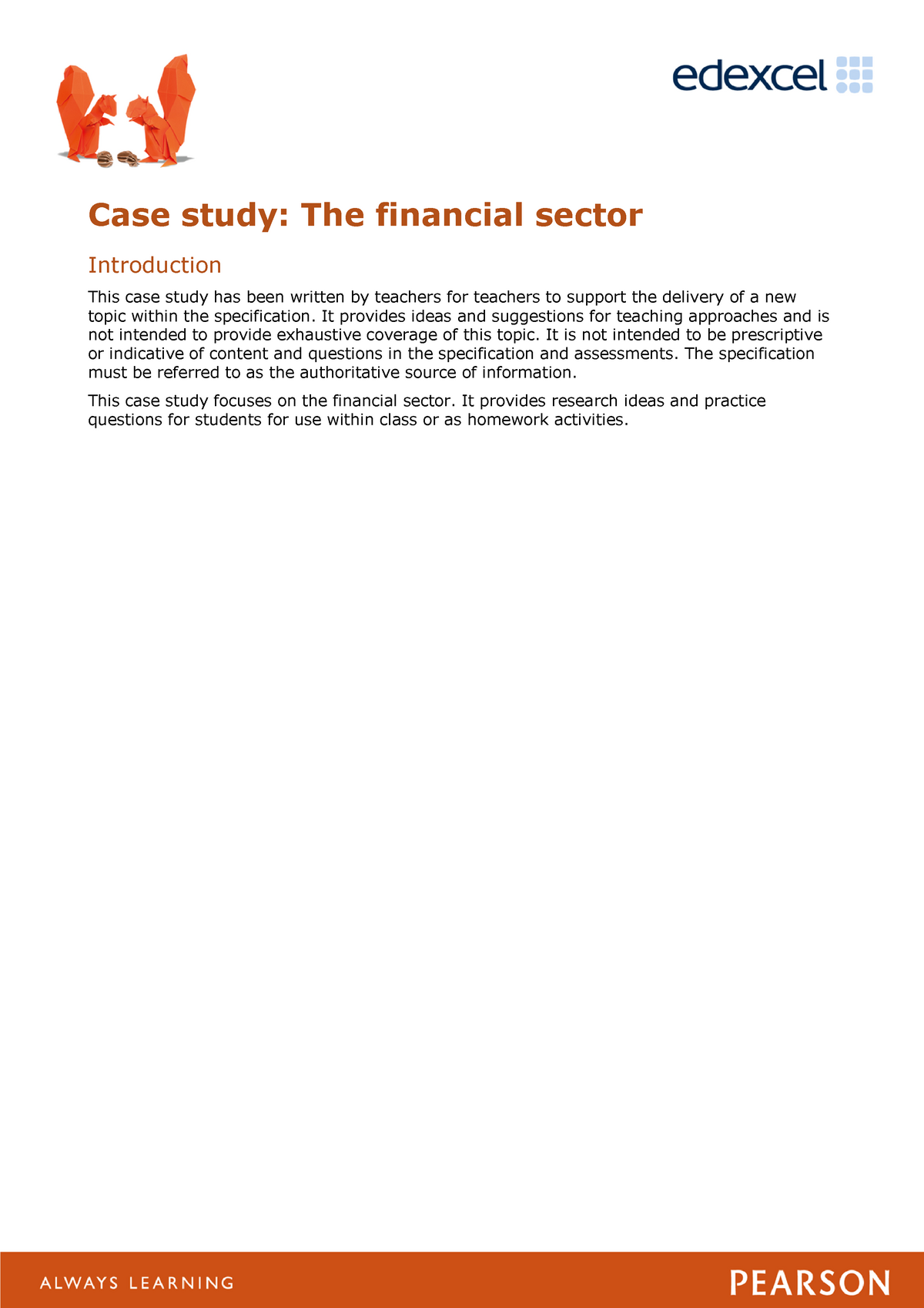 sector thesis finance