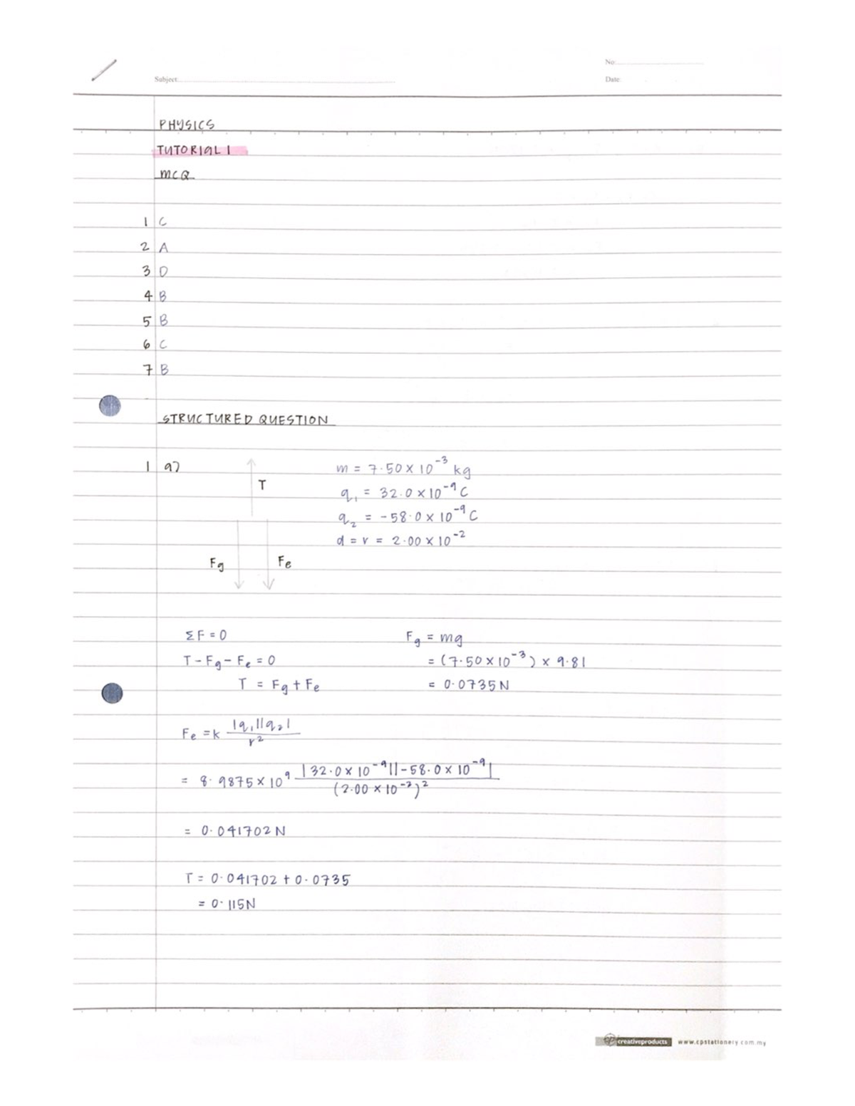 Tutorial 1 PHY098 2021/2022 - Foundation Physics II - Studocu