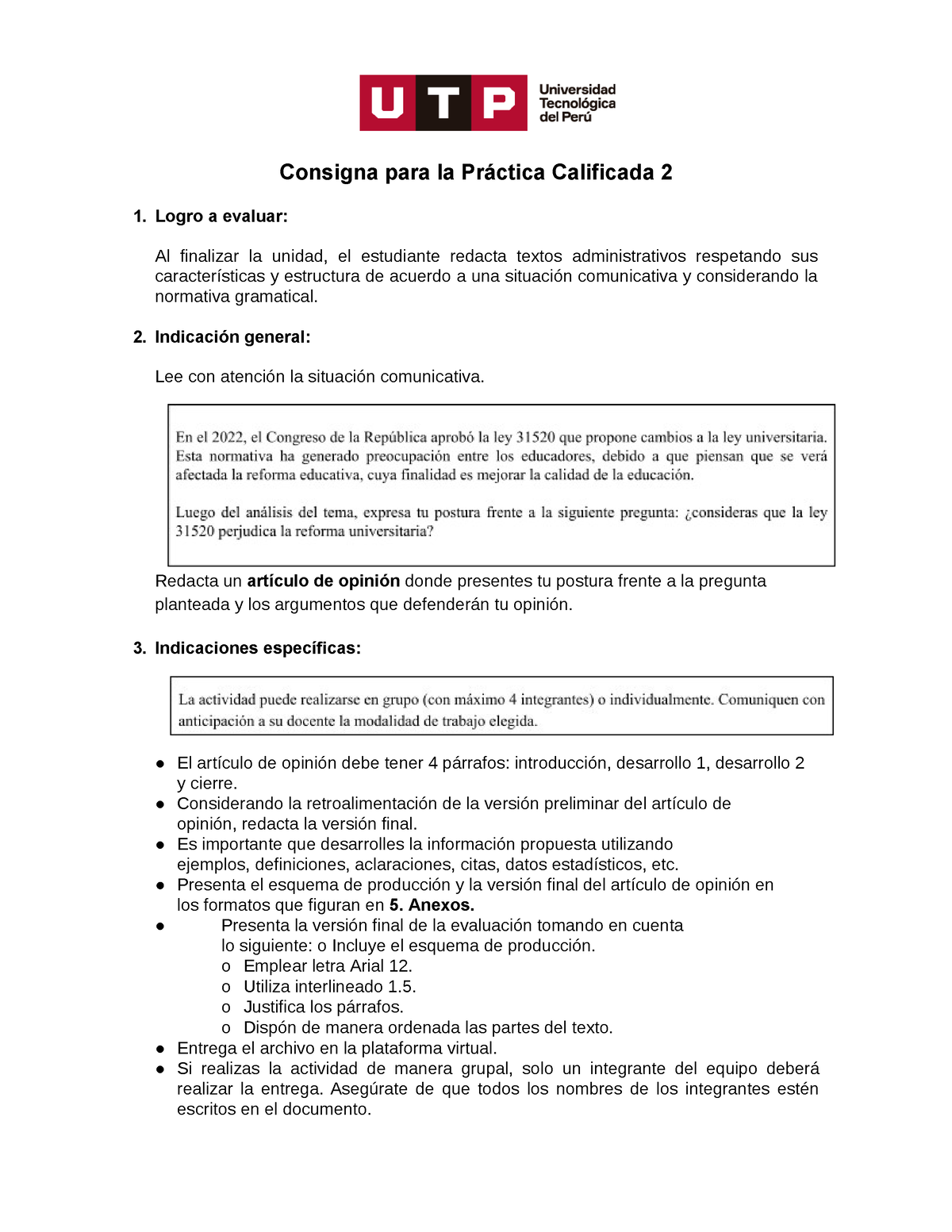 EA A16E PC2Consigna 23C1M-1 - Consigna Para La Práctica Calificada 2 ...