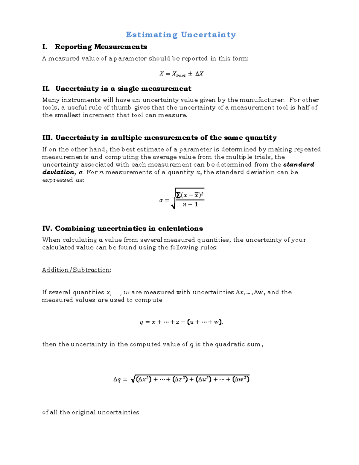 06 Uncertainties and Error Analysis Tutorial - Estimating Uncertainty I ...