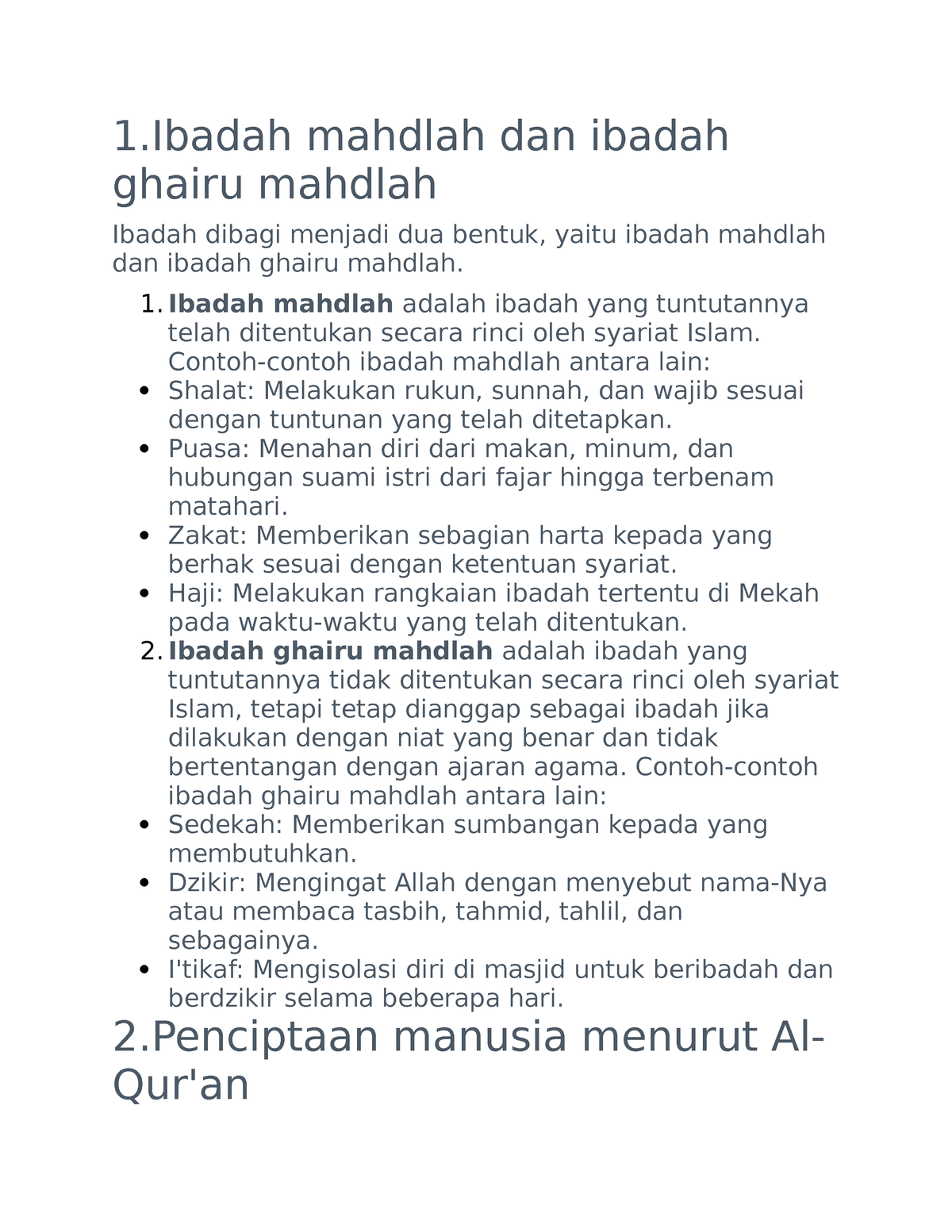 Tugas 1 Pendidikan Agama Islam - 1 Mahdlah Dan Ibadah Ghairu Mahdlah ...