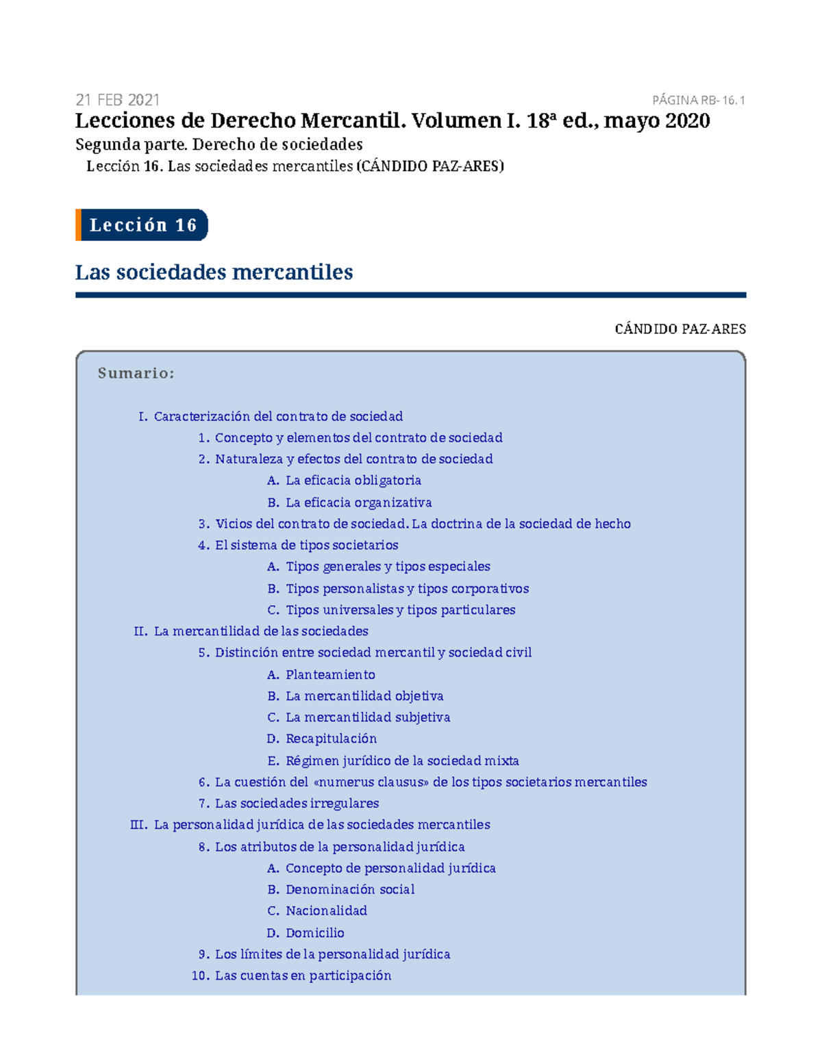 Lección 16 - Del Manual - 21 FEB 2021 PÁGINA RB-16. Lección 16 Concepto ...