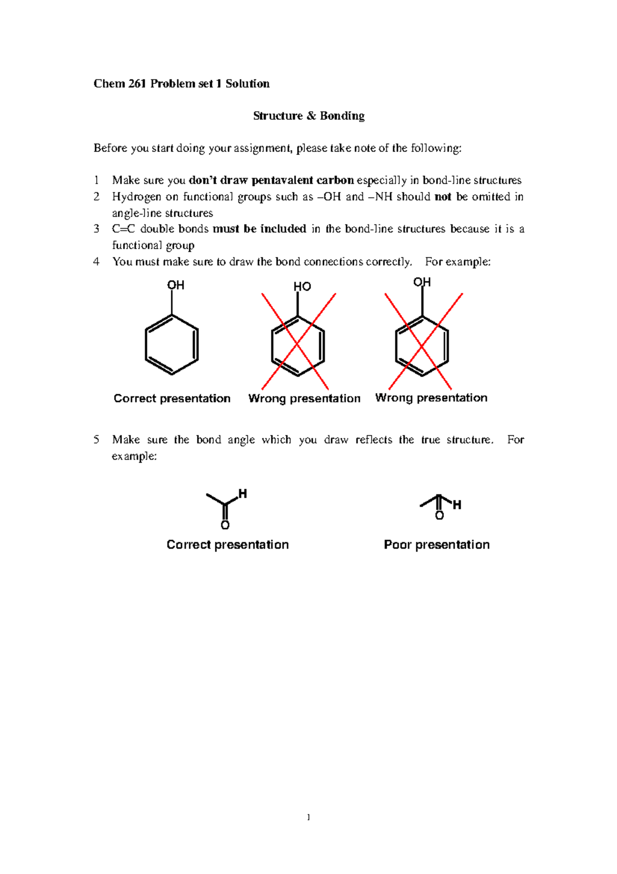 Problem Set 1 Structure And Bonding Solution - Chem 261 Problem Set 1 ...