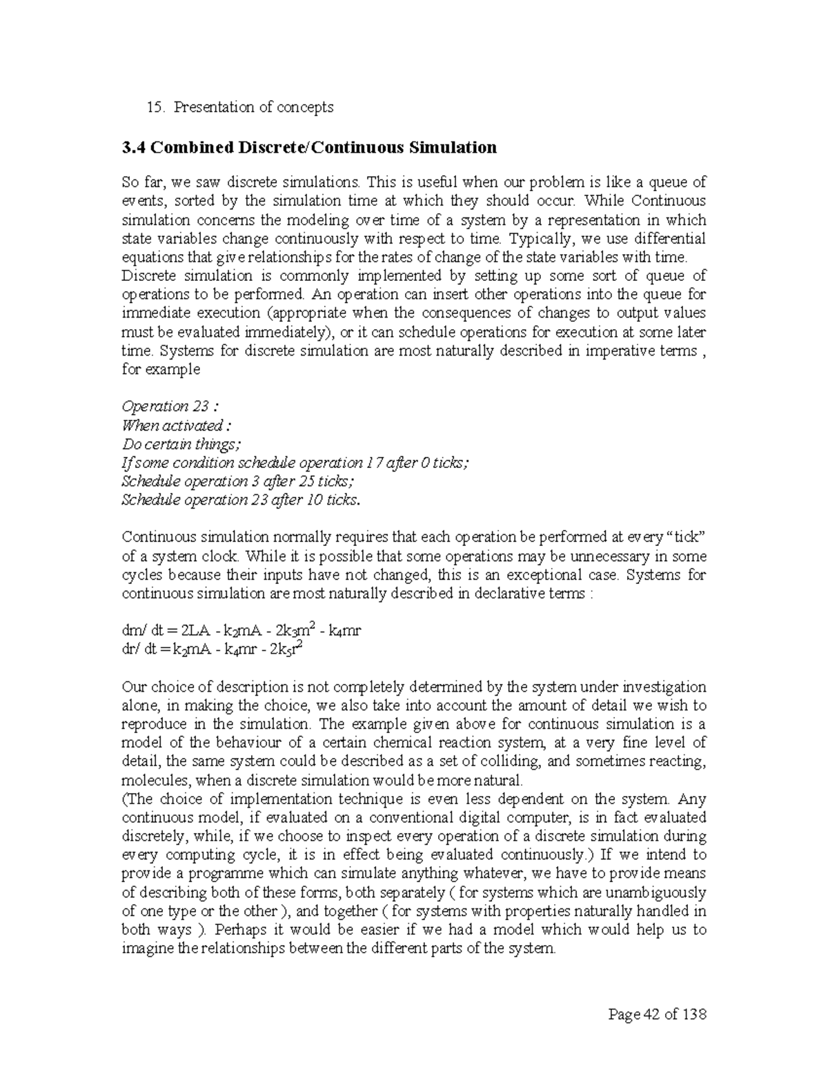 Modelling and Simulation P2 - Presentation of concepts ####### 3 ...