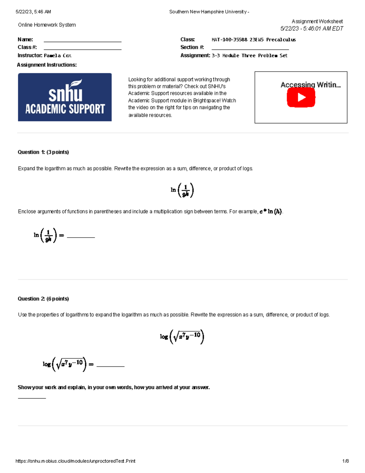 Southern New Hampshire University - Accessing WritinAccessing Writin ...