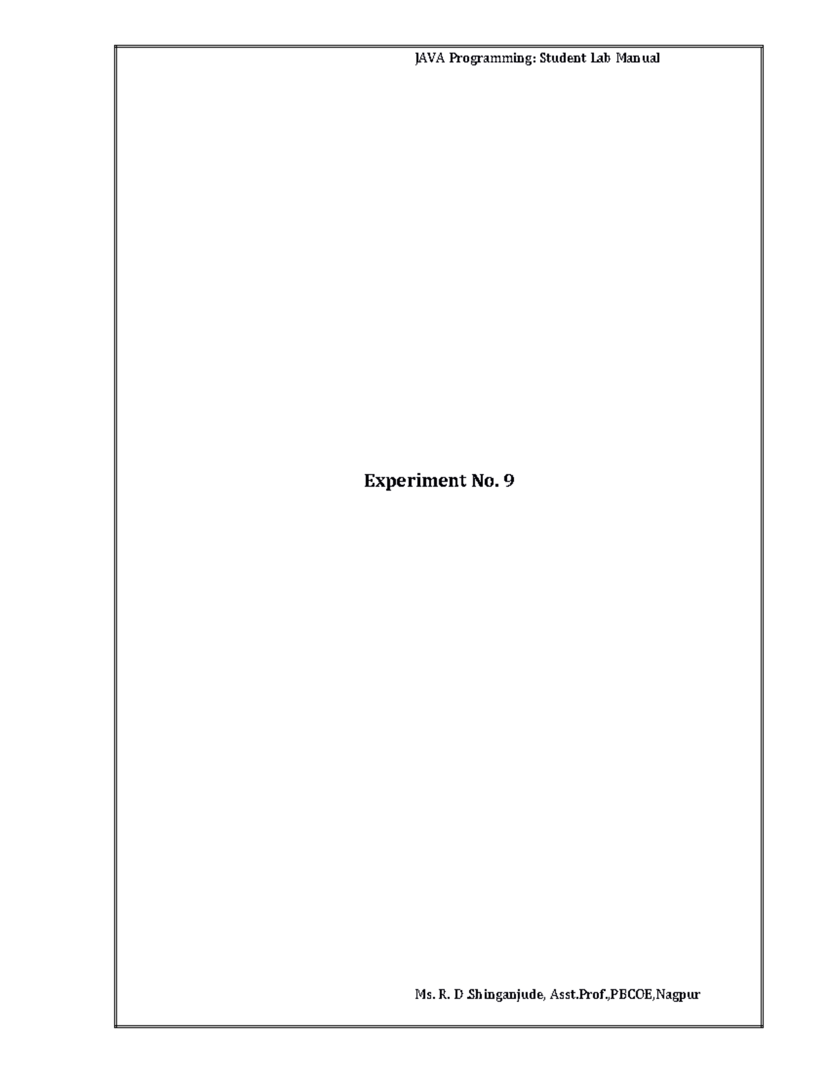 Expt No.9 done - exp 9 - Experiment No. Experiment No. 9 Aim: Write a ...