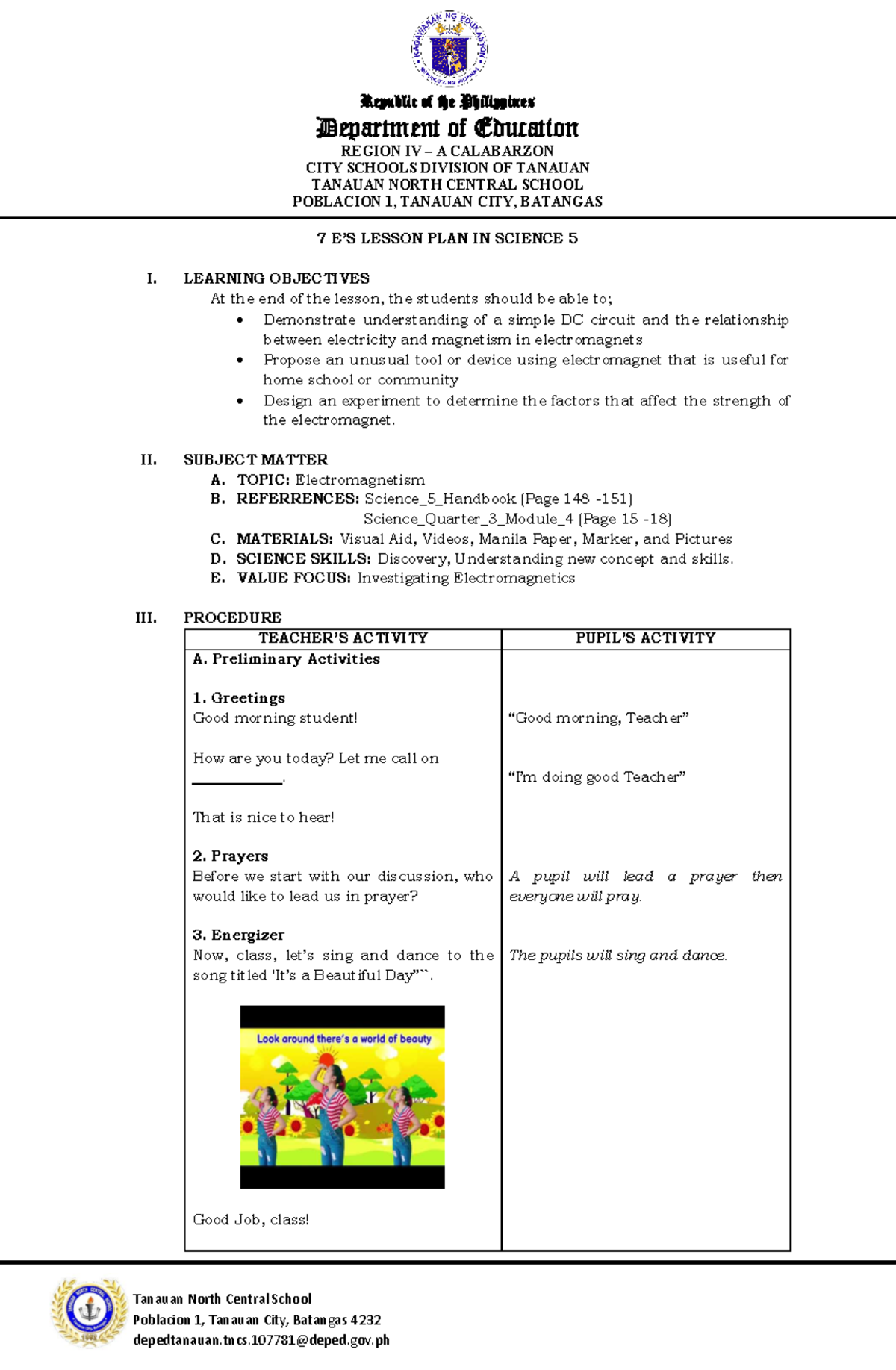 7 E - lesson plan - Department of Education REGION IV – A CALABARZON ...