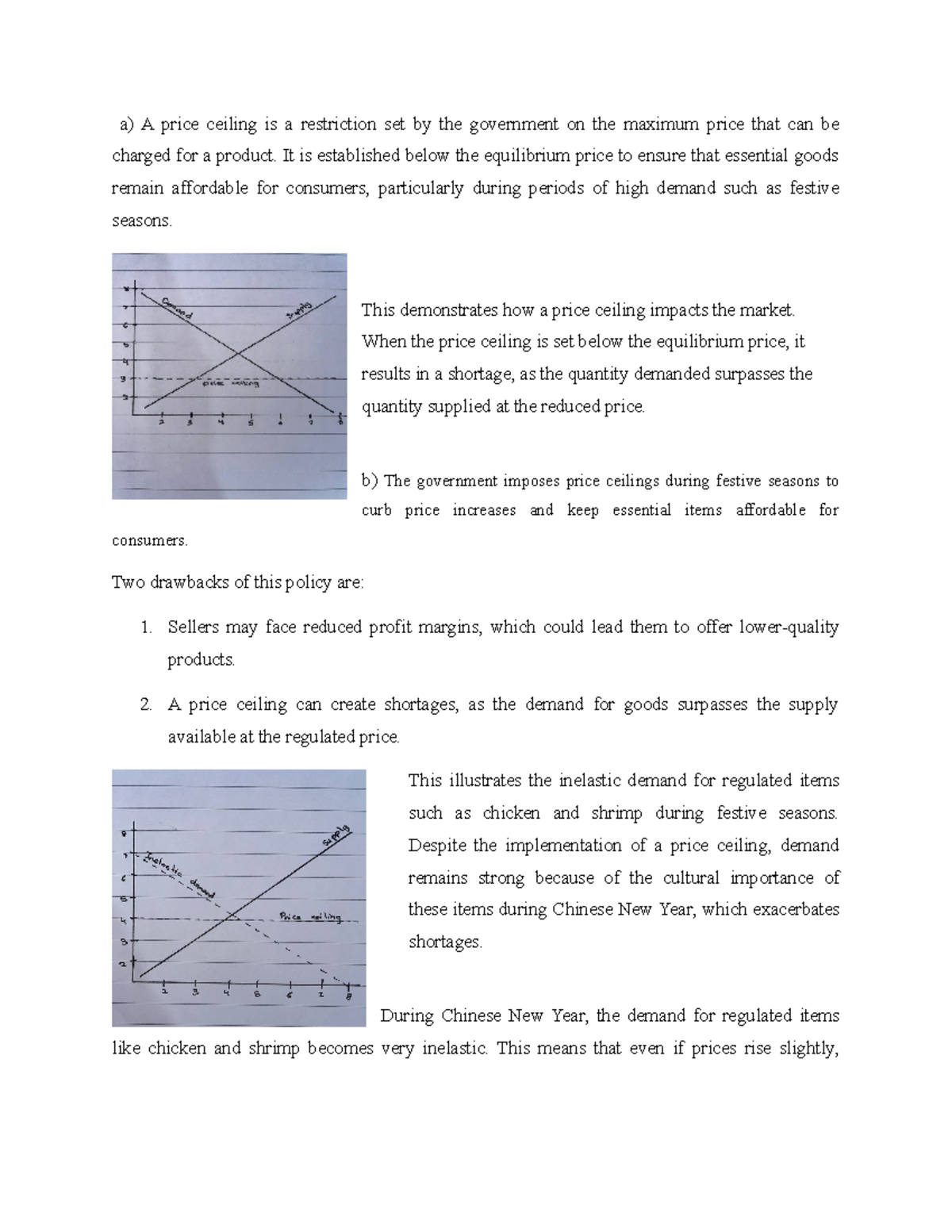 Case Study Eco415 - tutorial - a) A price ceiling is a restriction set ...