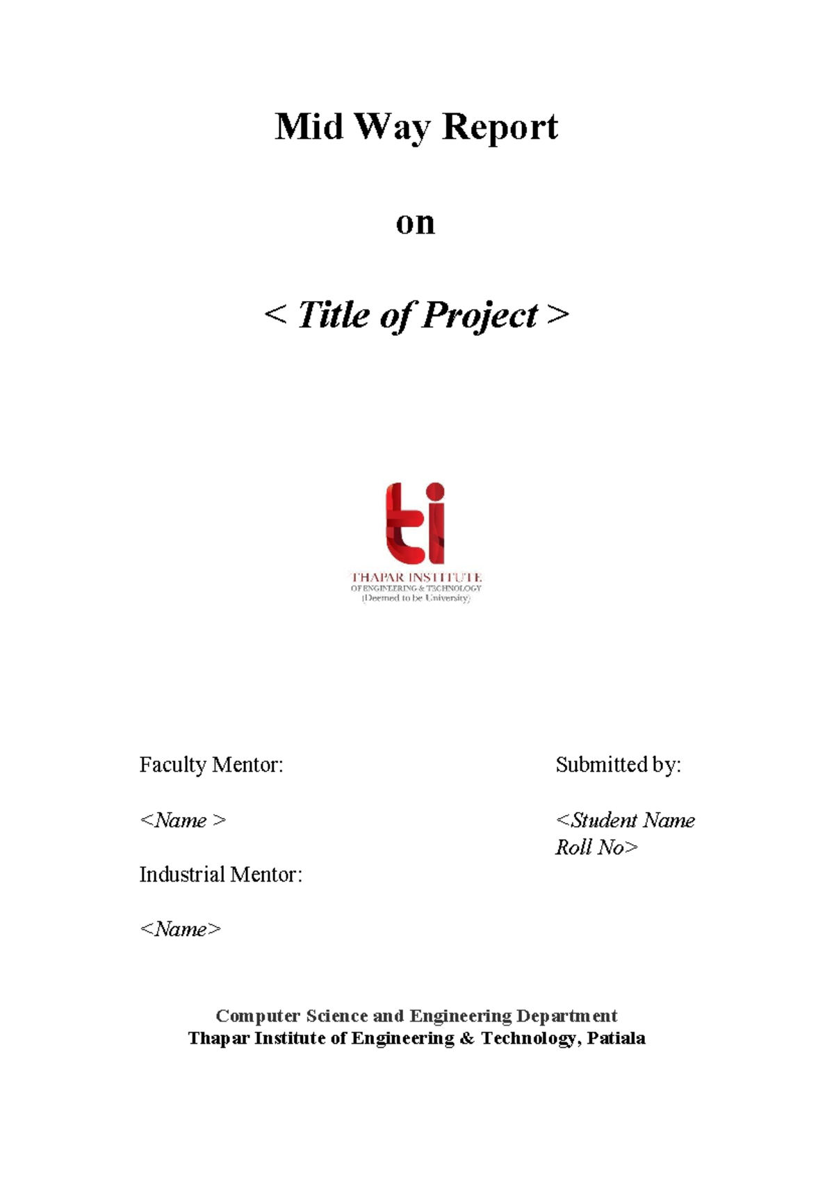 Mid Way Report Format - RGR - Computer Engineering - Mid Way Report on ...