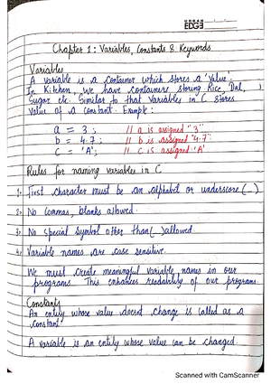 Chapter 9 - C Programming Language Handwritten Notes - Programming ...