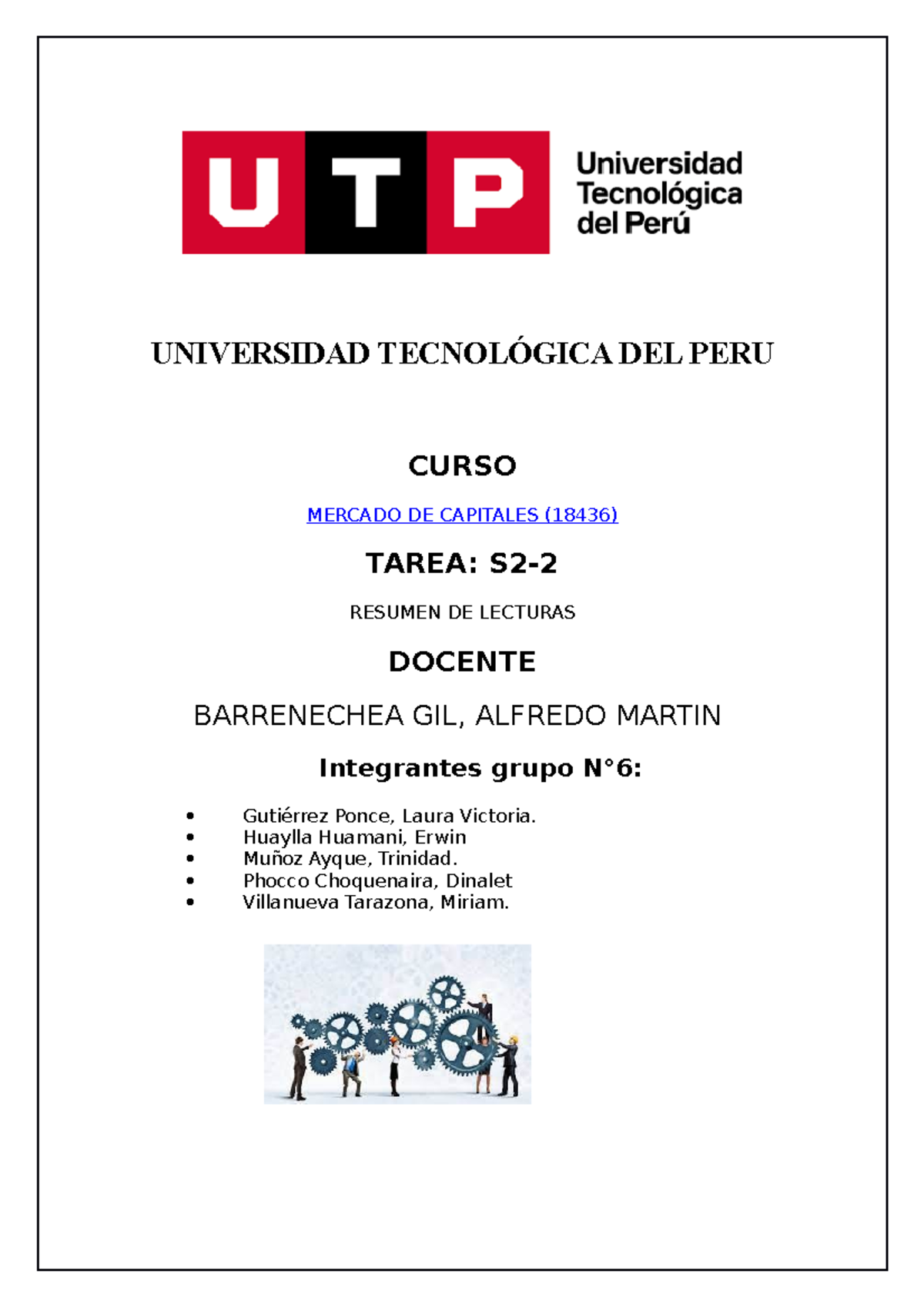 Mercado Capitales - UNIVERSIDAD TECNOLÓGICA DEL PERU CURSO MERCADO DE ...