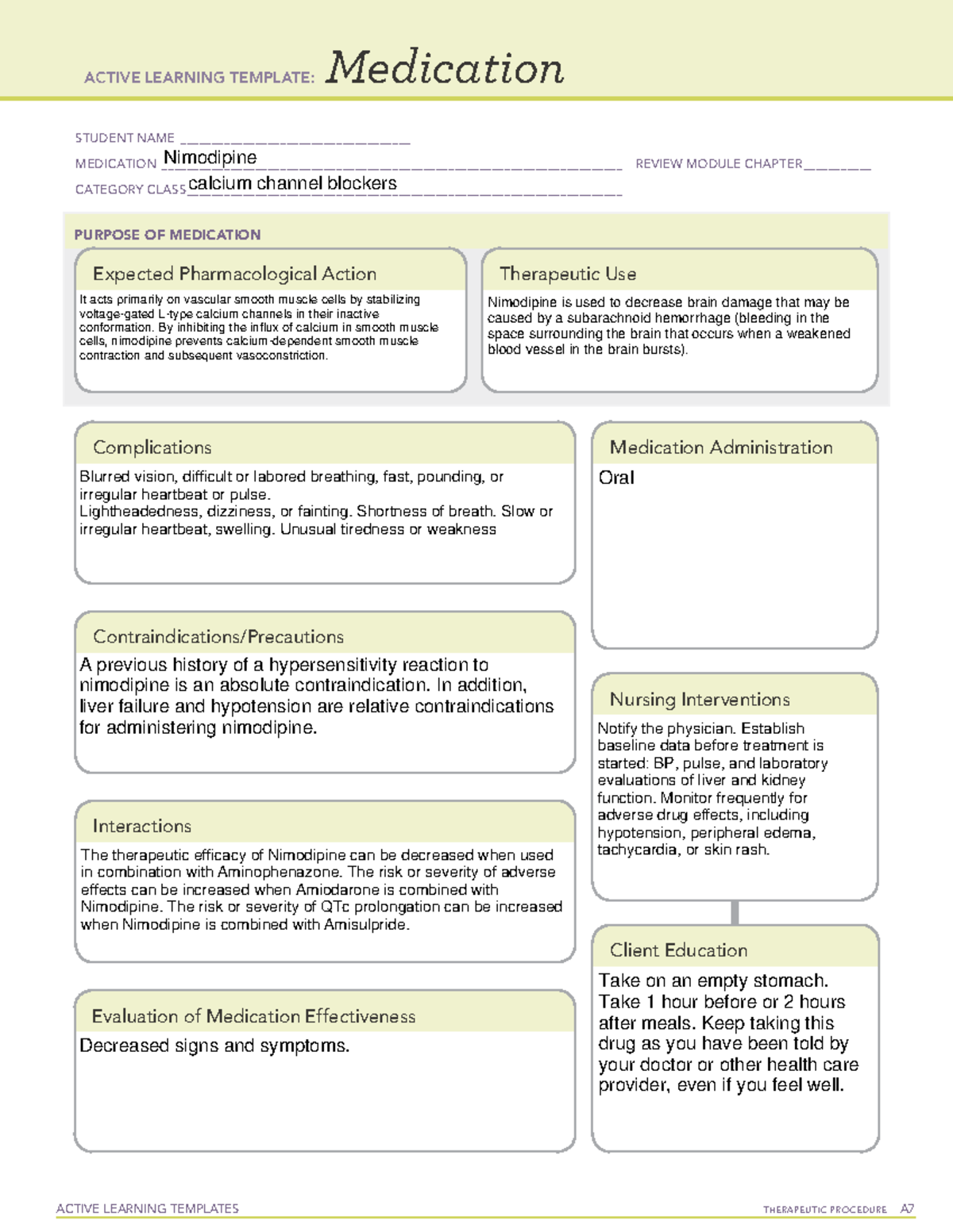 ATI Medication Template - ACTIVE LEARNING TEMPLATES TherapeuTic ...