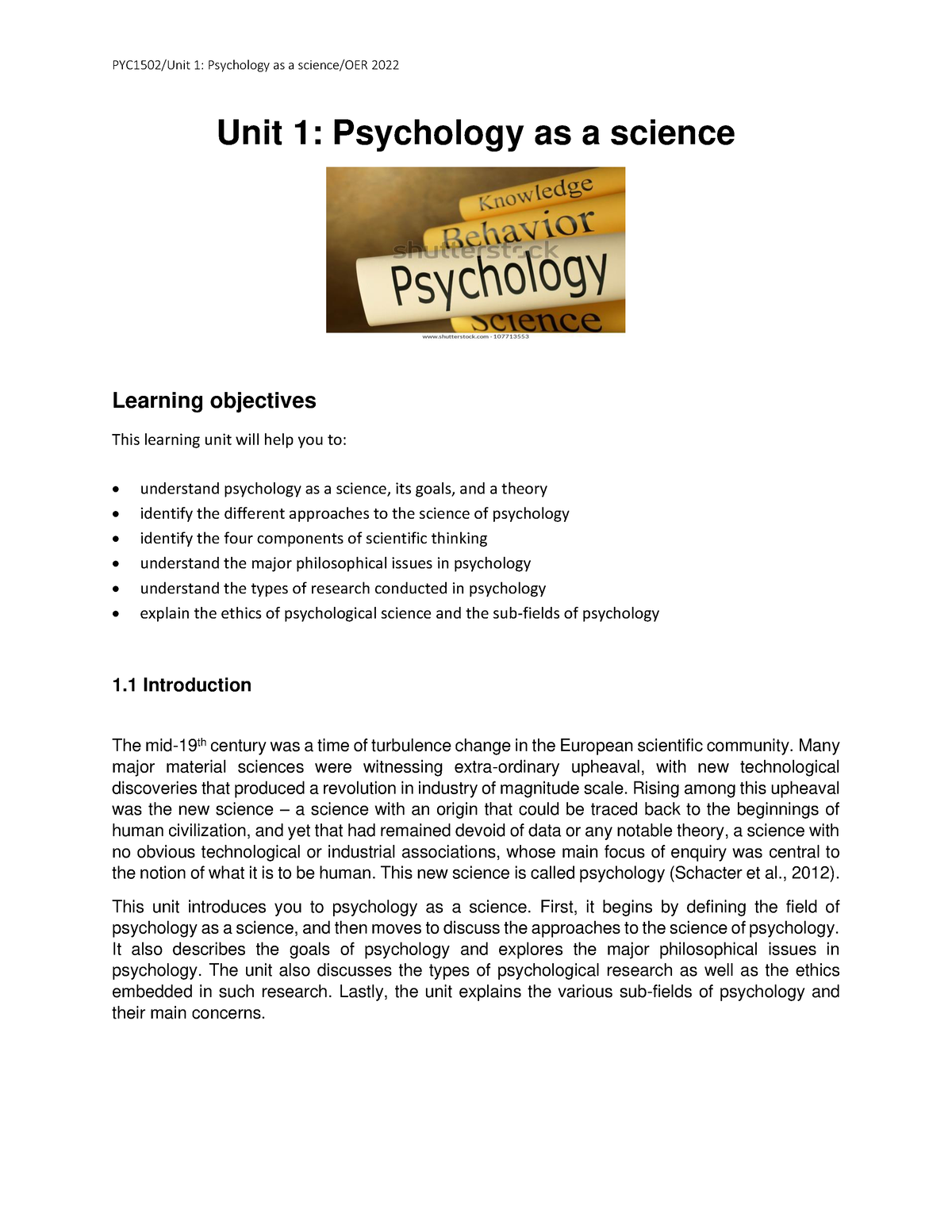 Unit 1 Psychology As A Science - Unit 1: Psychology As A Science ...