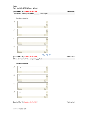 CS302 Midterm Short Notes - Digital Logic Design CS Provide By VUAnswer ...