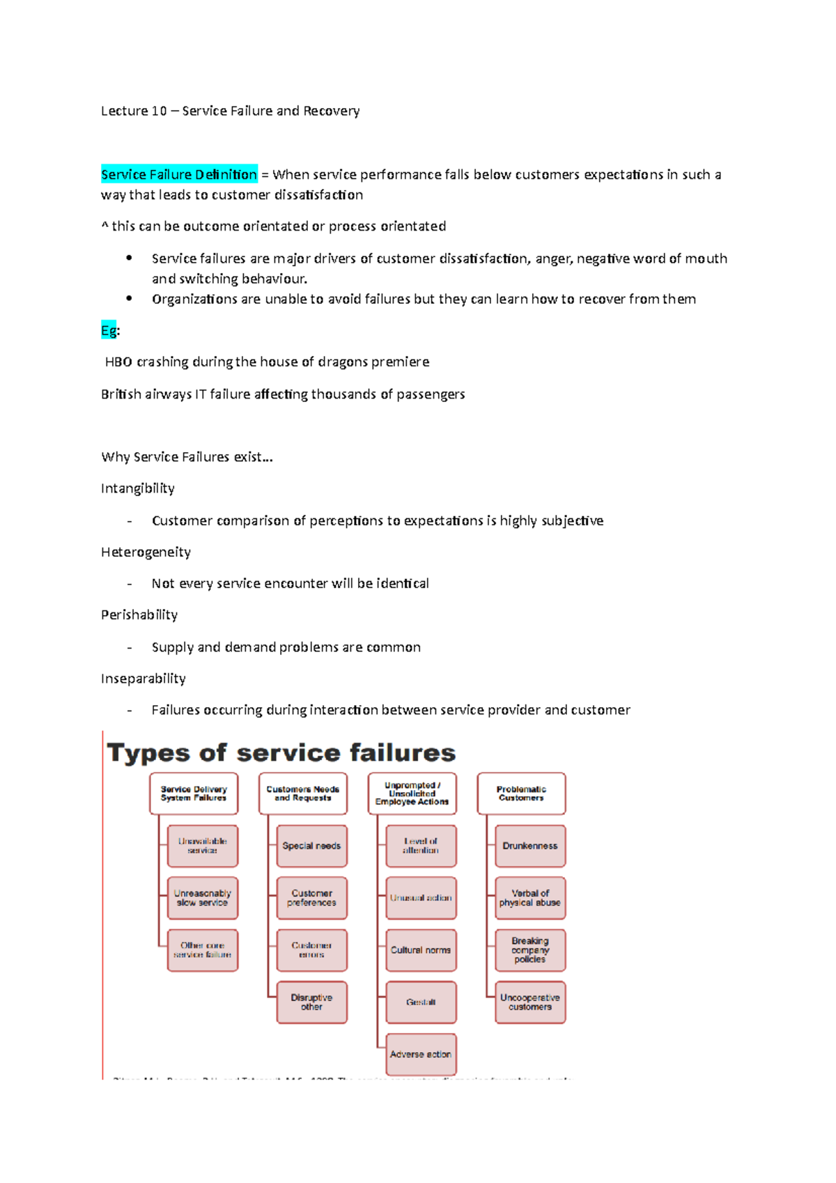 Marketing Lecture 10 - Service Failure and Recovery - Lecture 10 ...
