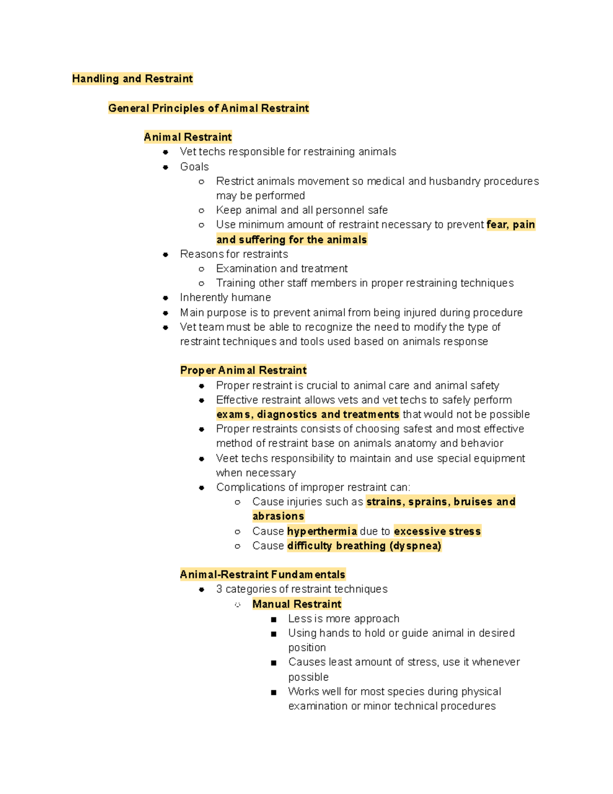 Handling And Restraint - Handling And Restraint General Principles Of ...