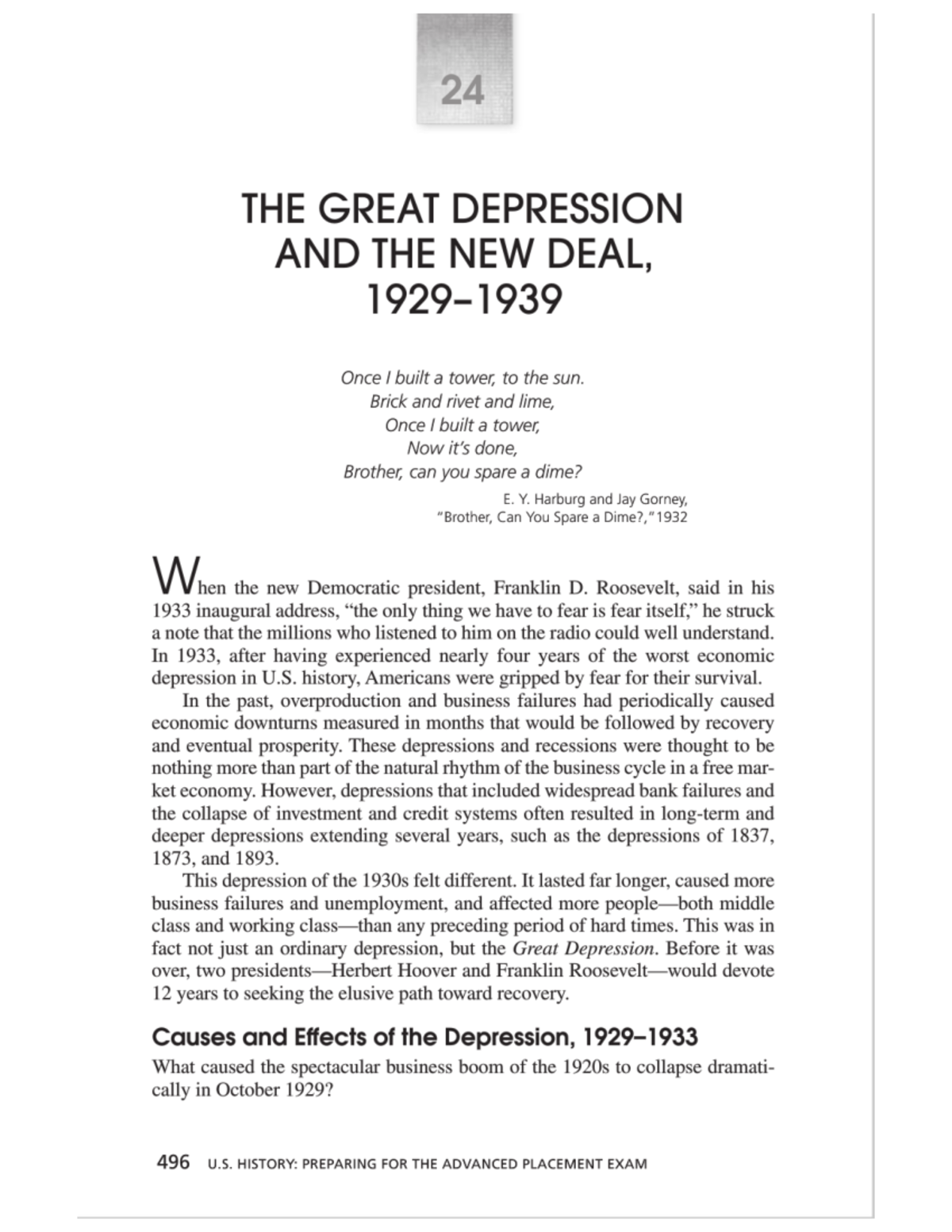 Notes Chapter 24 - 24 THE GREAT DEPRESSION AND THE NEW DEAL, Once Built ...