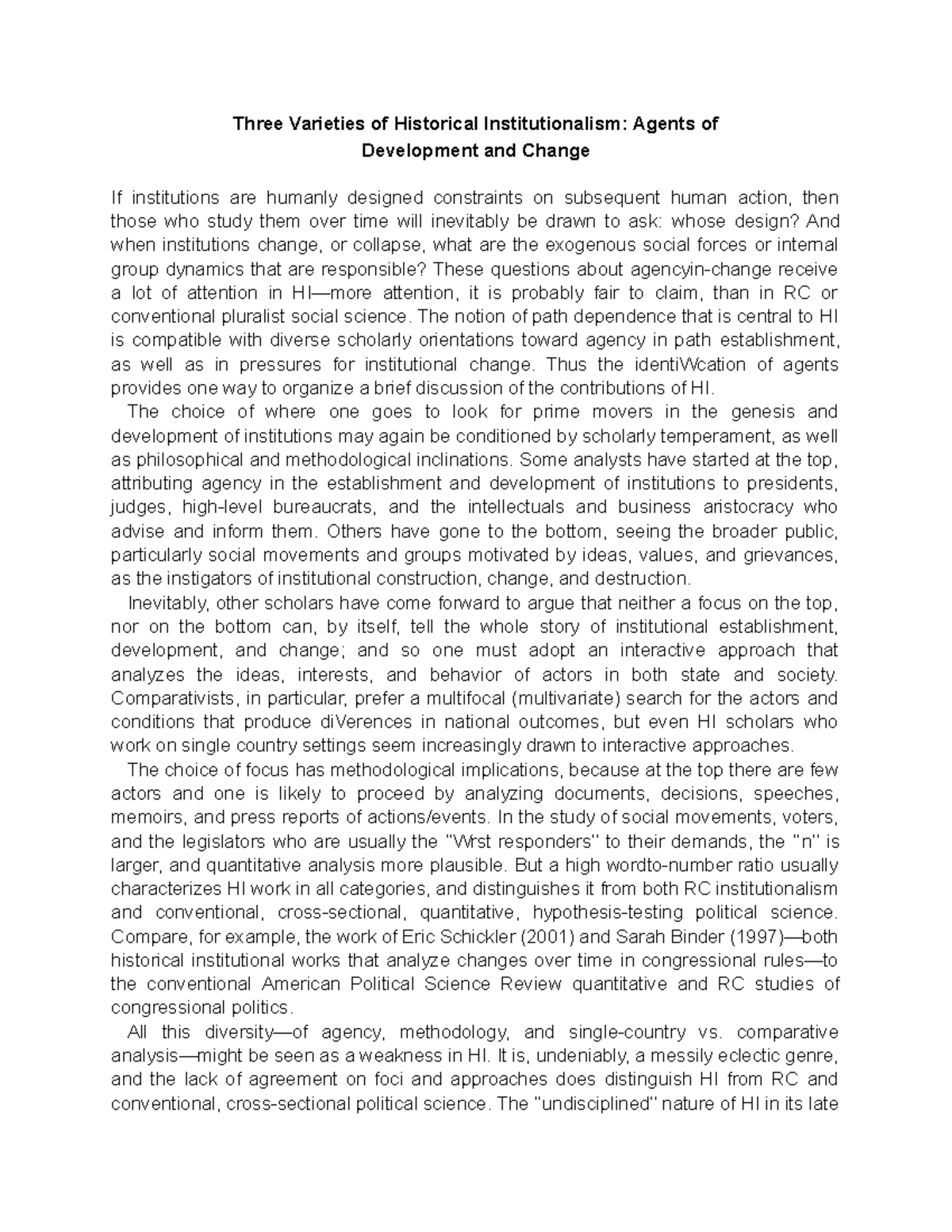 3.1 Historical Institutionalism - The notion of path dependence that is ...