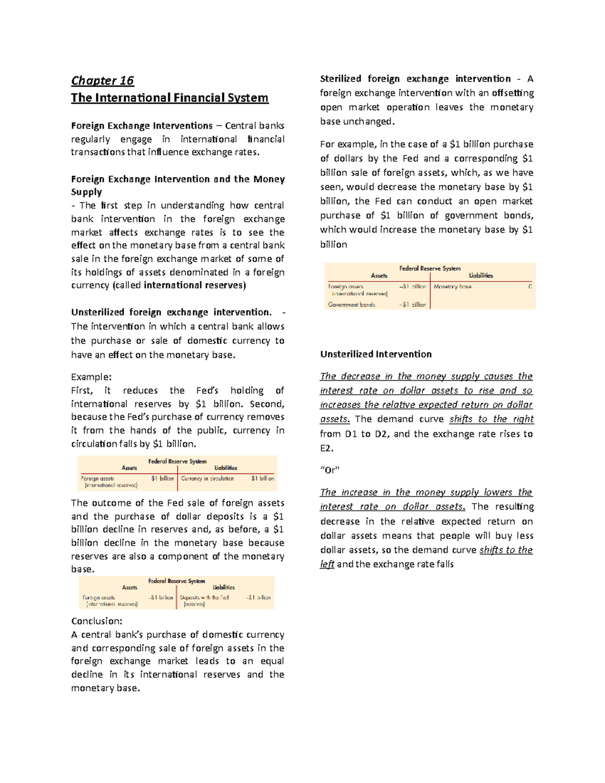 Chapter 16 - finance - Chapter 16 The International Financial System ...