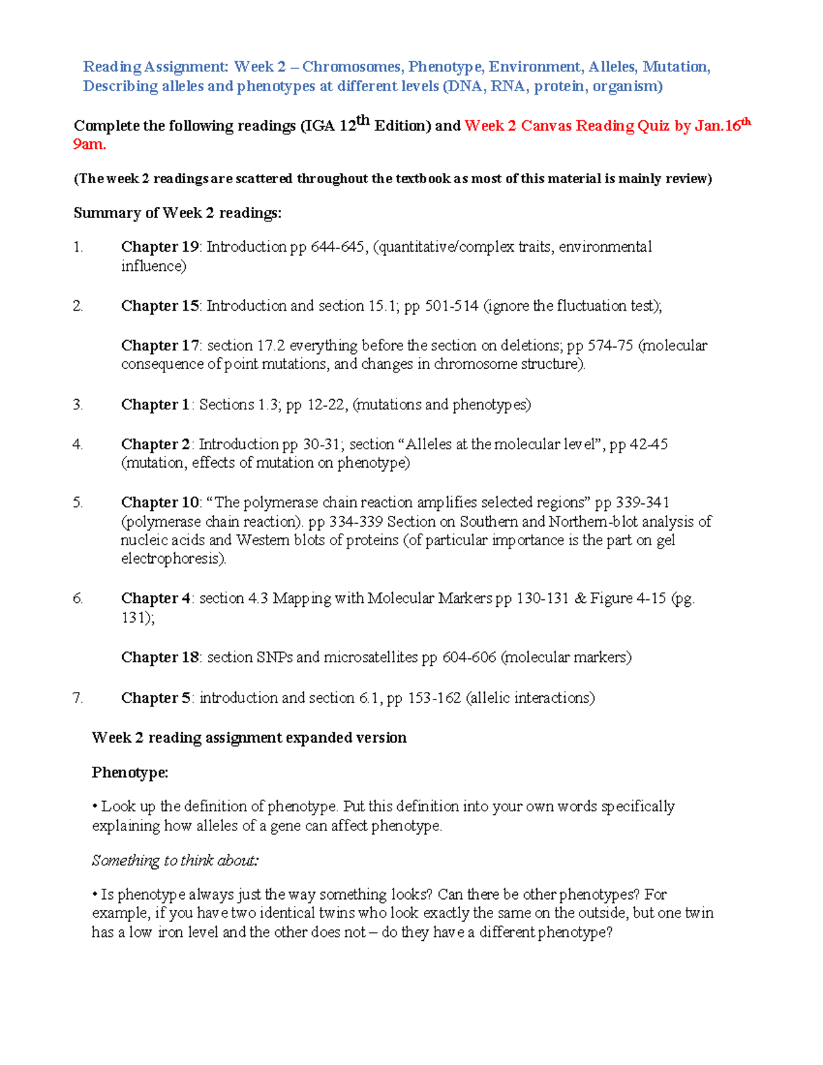 234 2022W T2 week 2 Reading Assignments - Reading Assignment: Week 2 ...