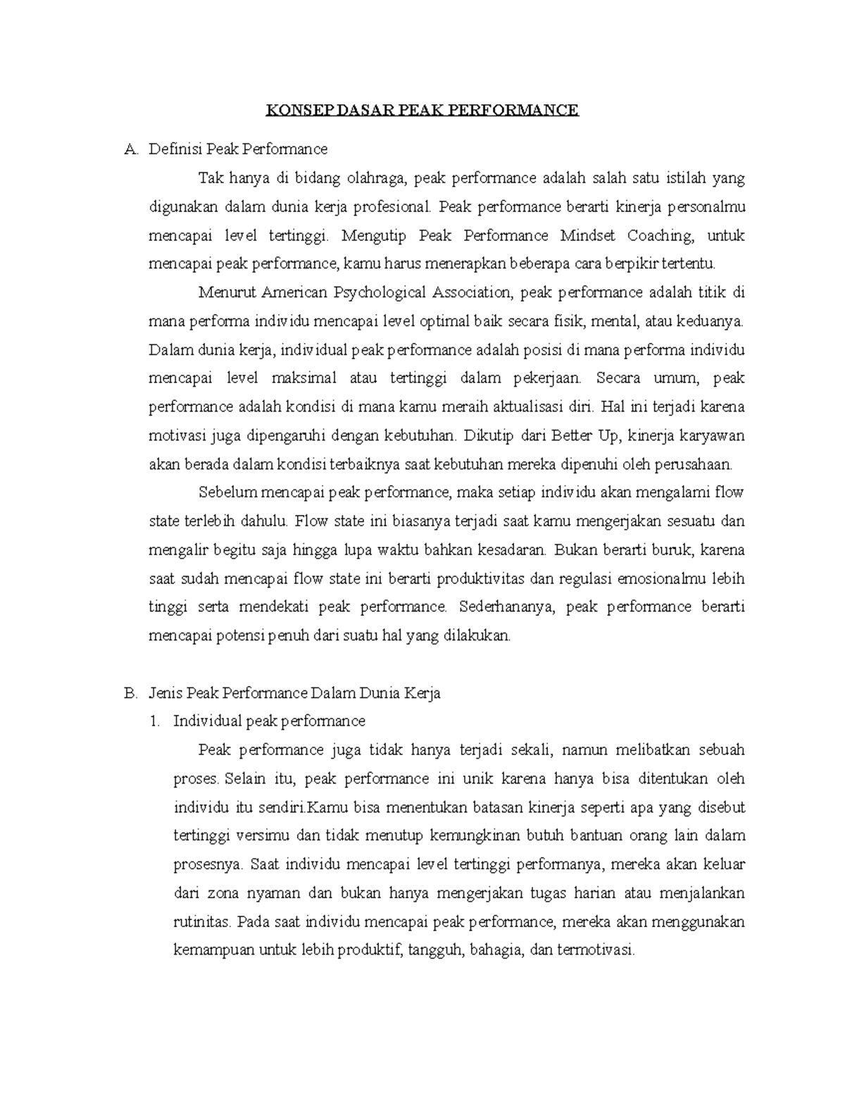 Konsep Dasar PEAK Performance - KONSEP DASAR PEAK PERFORMANCE A ...