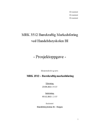 B - BESVARELSE I B2B MARKETING MRK 3502 - ID-nummer: ID-nummer: ID ...