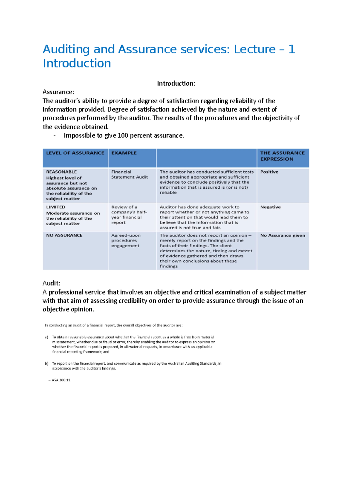 Lecture 1 - Introduction - Auditing And Assurance Services: Lecture – 1 ...