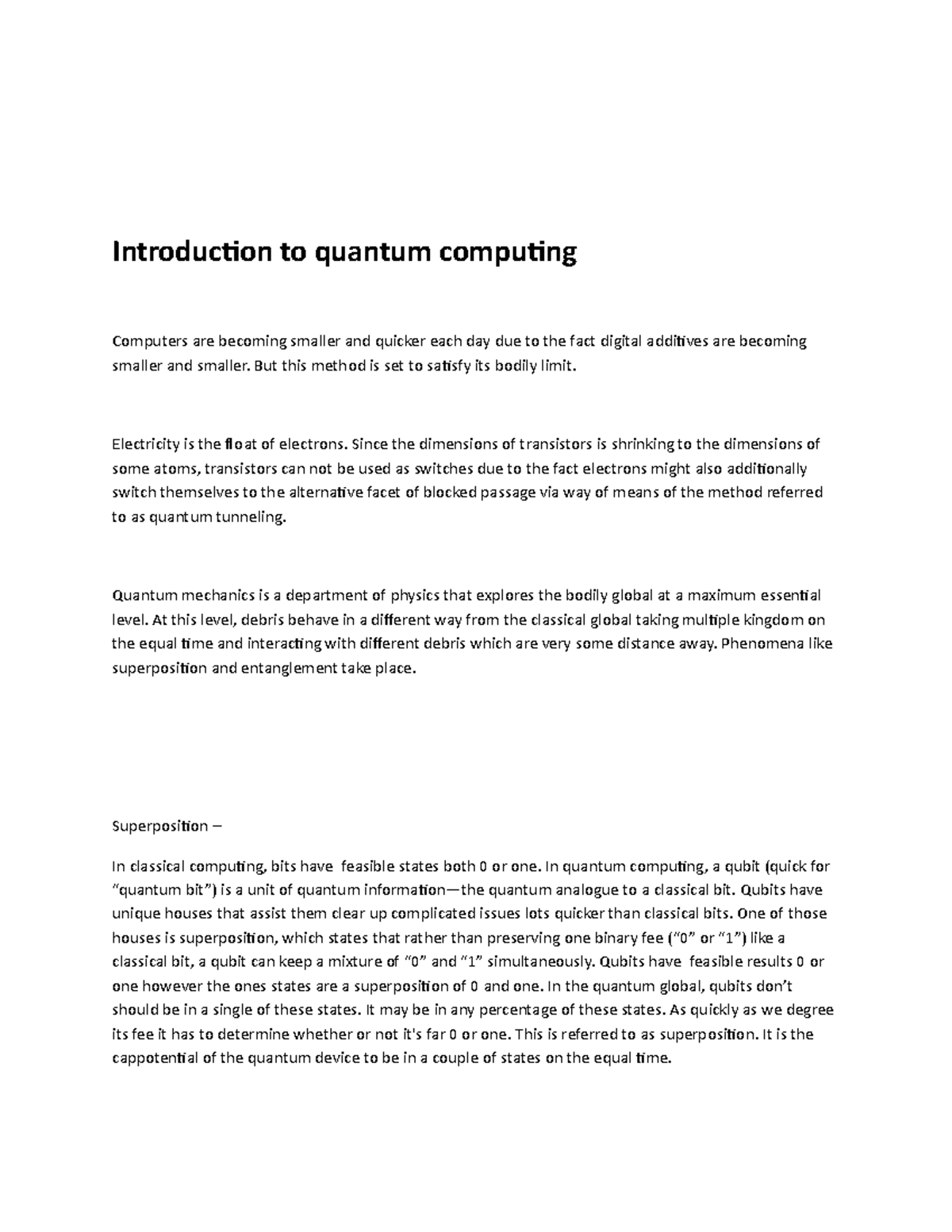 Introduction to quantum computing - Introduction to quantum computing ...