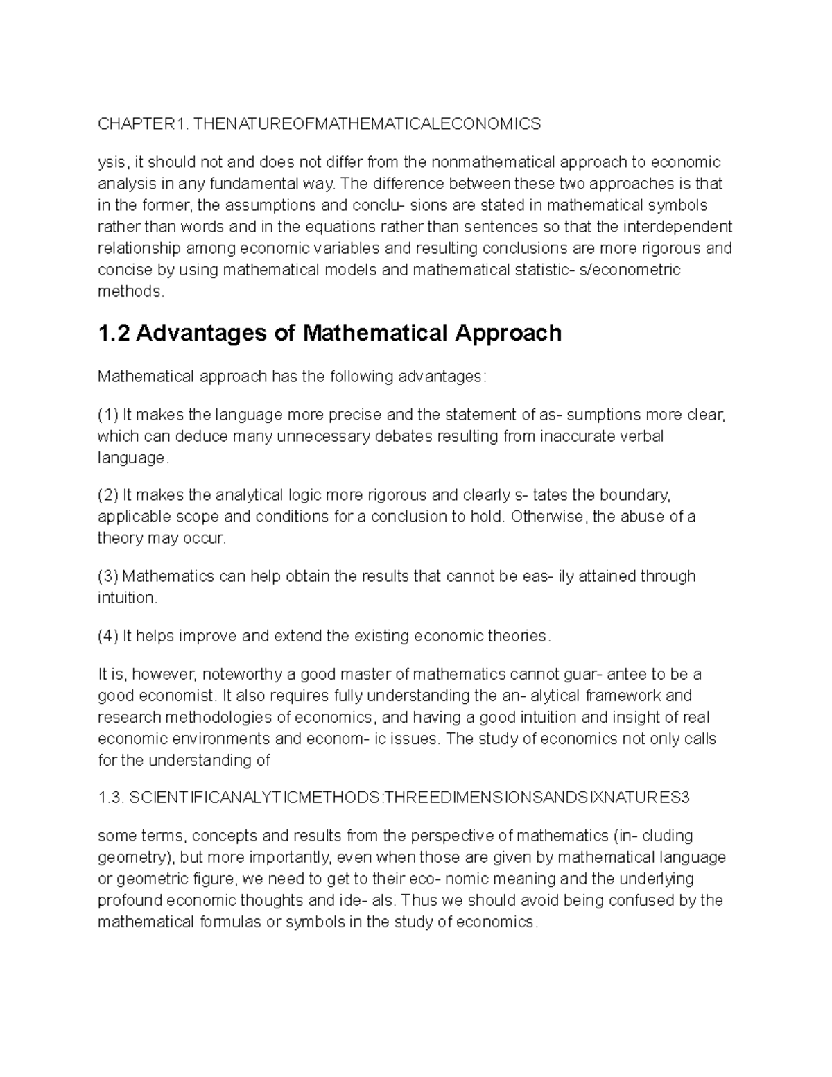 Eco notes 1 - CHAPTER1. THENATUREOFMATHEMATICALECONOMICS ysis, it ...