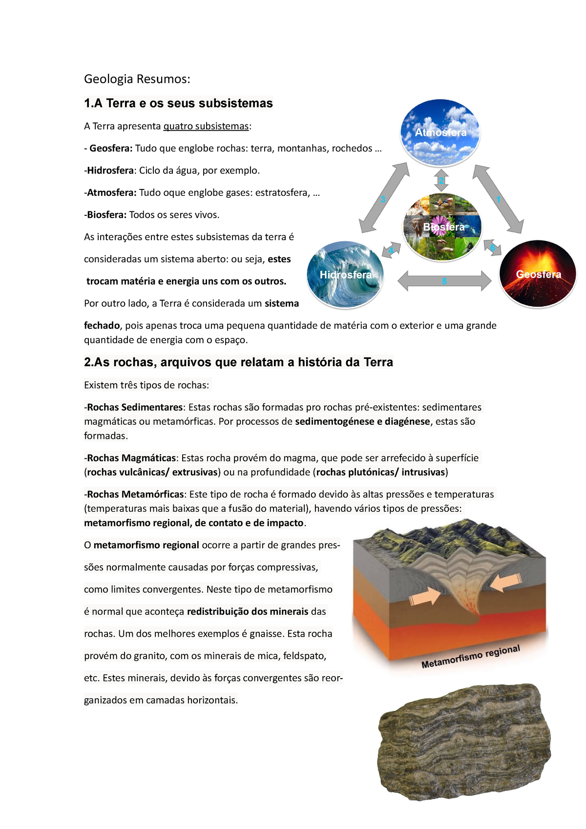 Geologia Resumos Geologia Resumos Terra E Os Seus Subsistemas A Terra