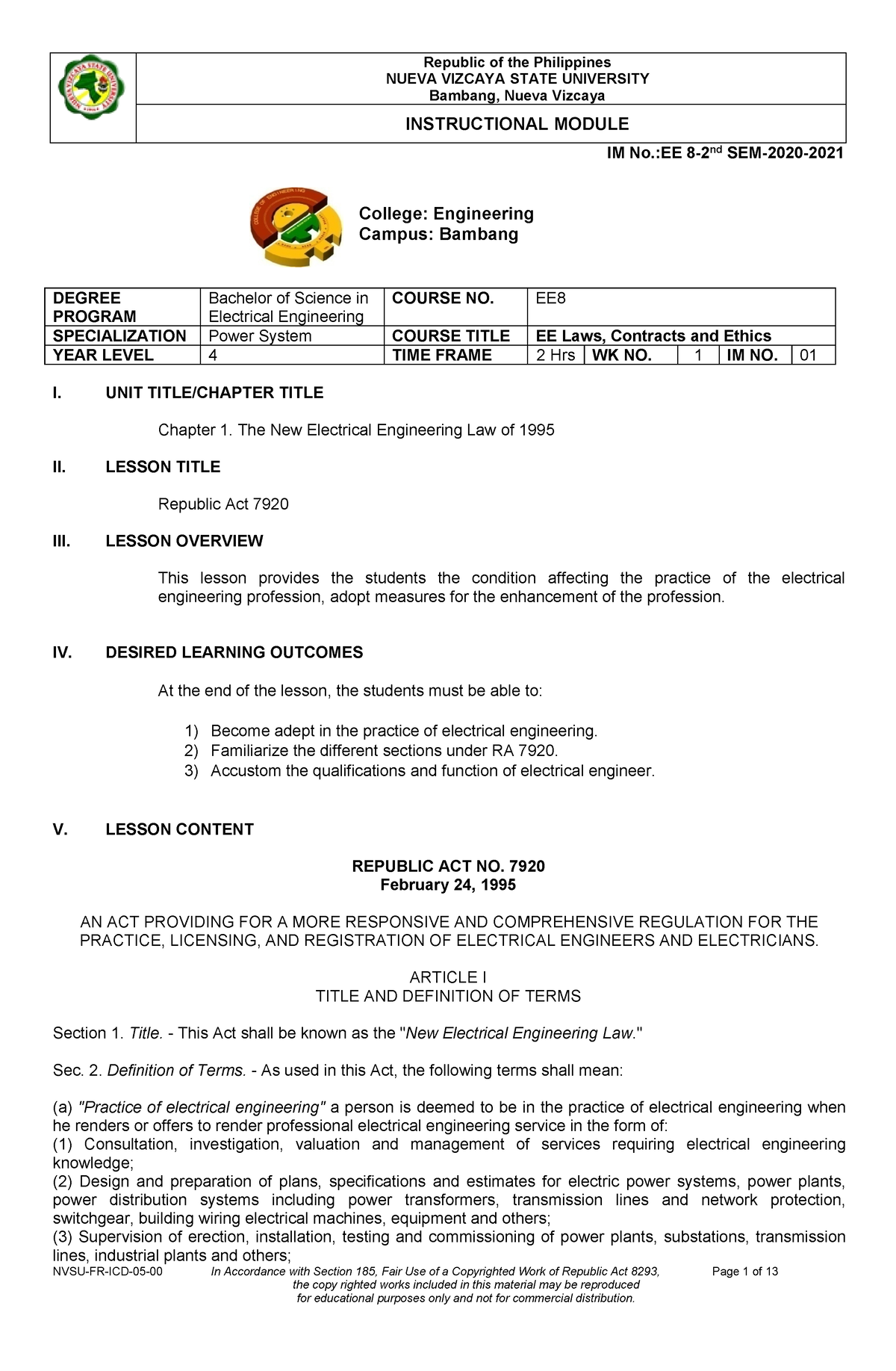 electrical-engineering-laws-nueva-vizcaya-state-university-bambang