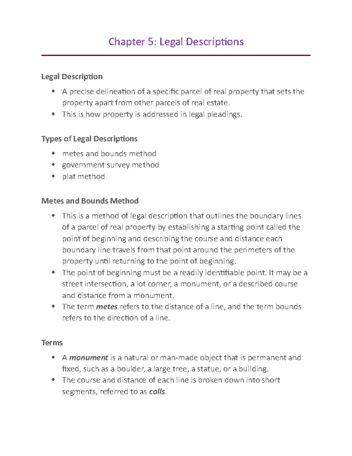 Chapter 5 Legal Descriptions - Chapter 5: Legal Descriptions Legal ...