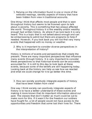 Journal 1 HIS 217 - April Brown HIS 217 SNHU Journal 1 Recycled or ...