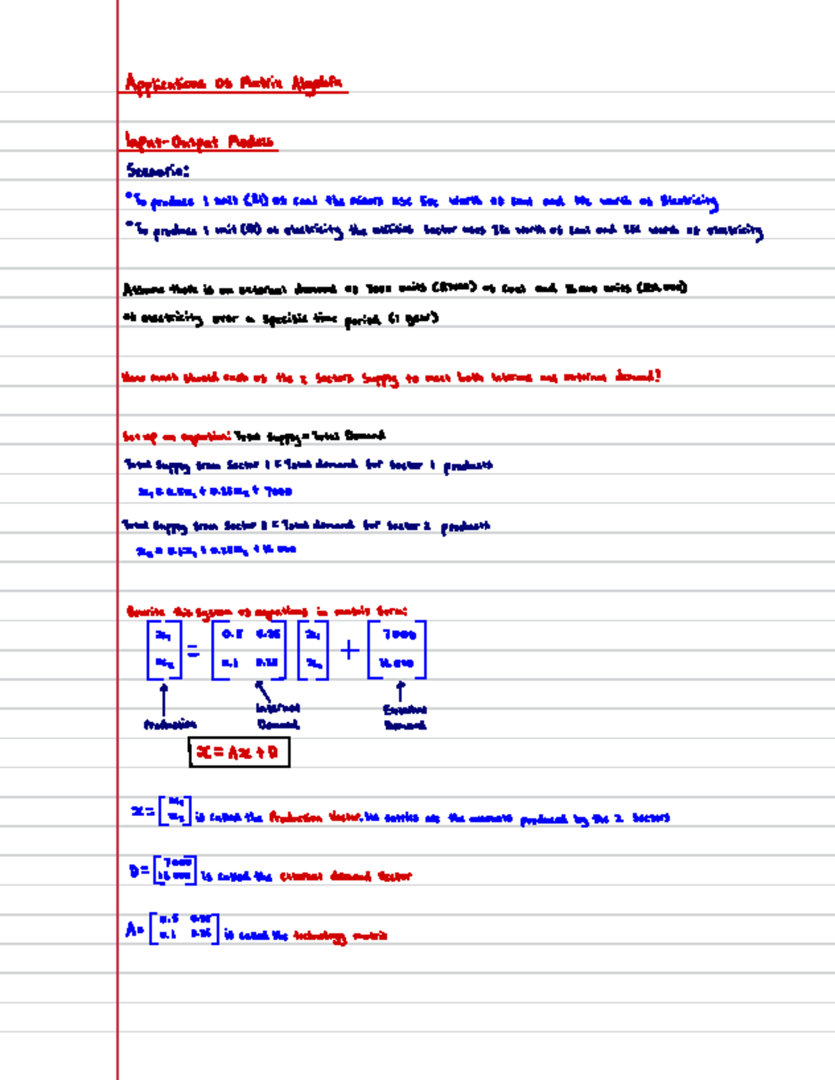 Week 5 - Week 5 summary - Applications of Matrix Algebra Input Output ...