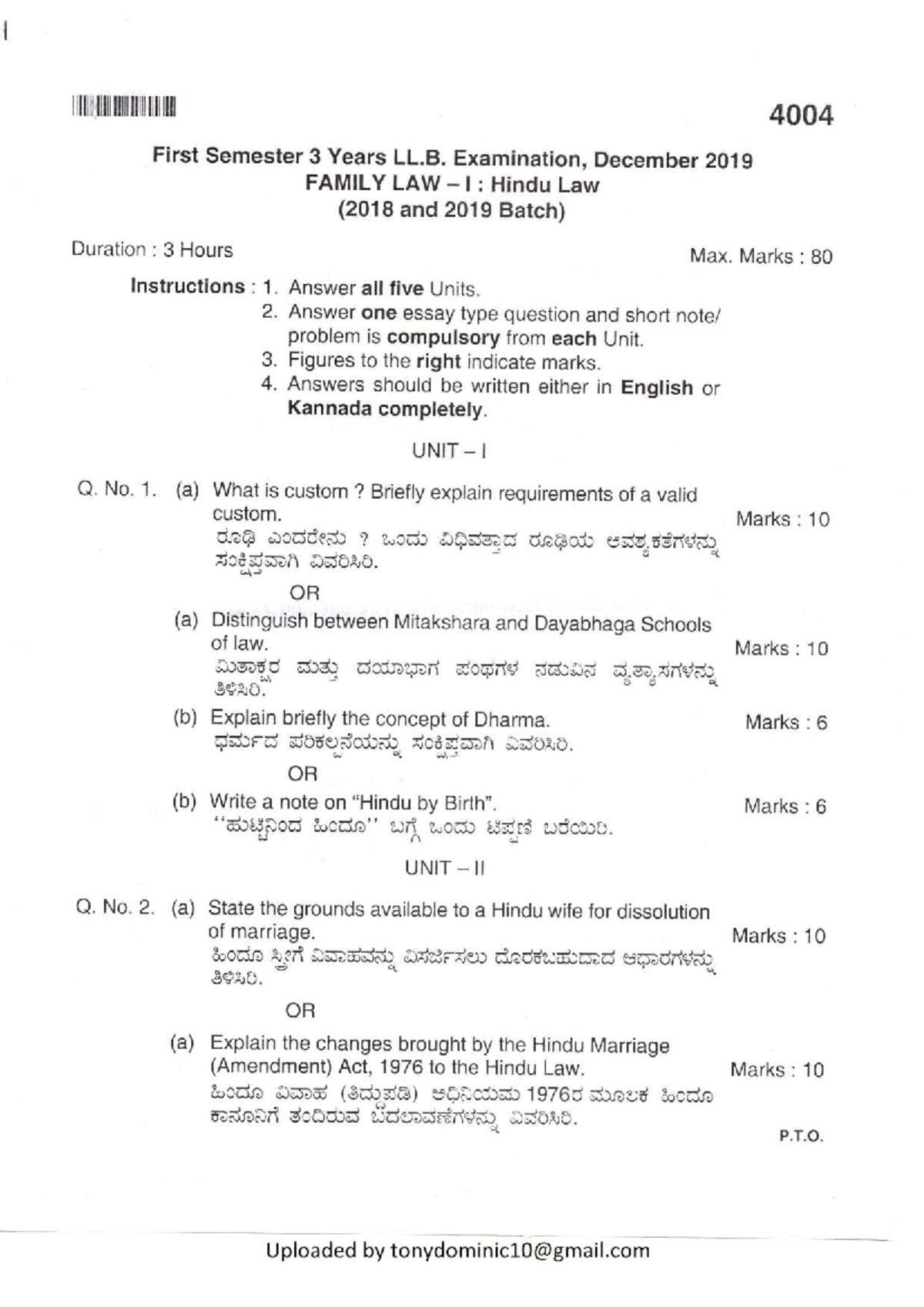 Exam 2 January 2020, questions - Llb 3 years - Studocu